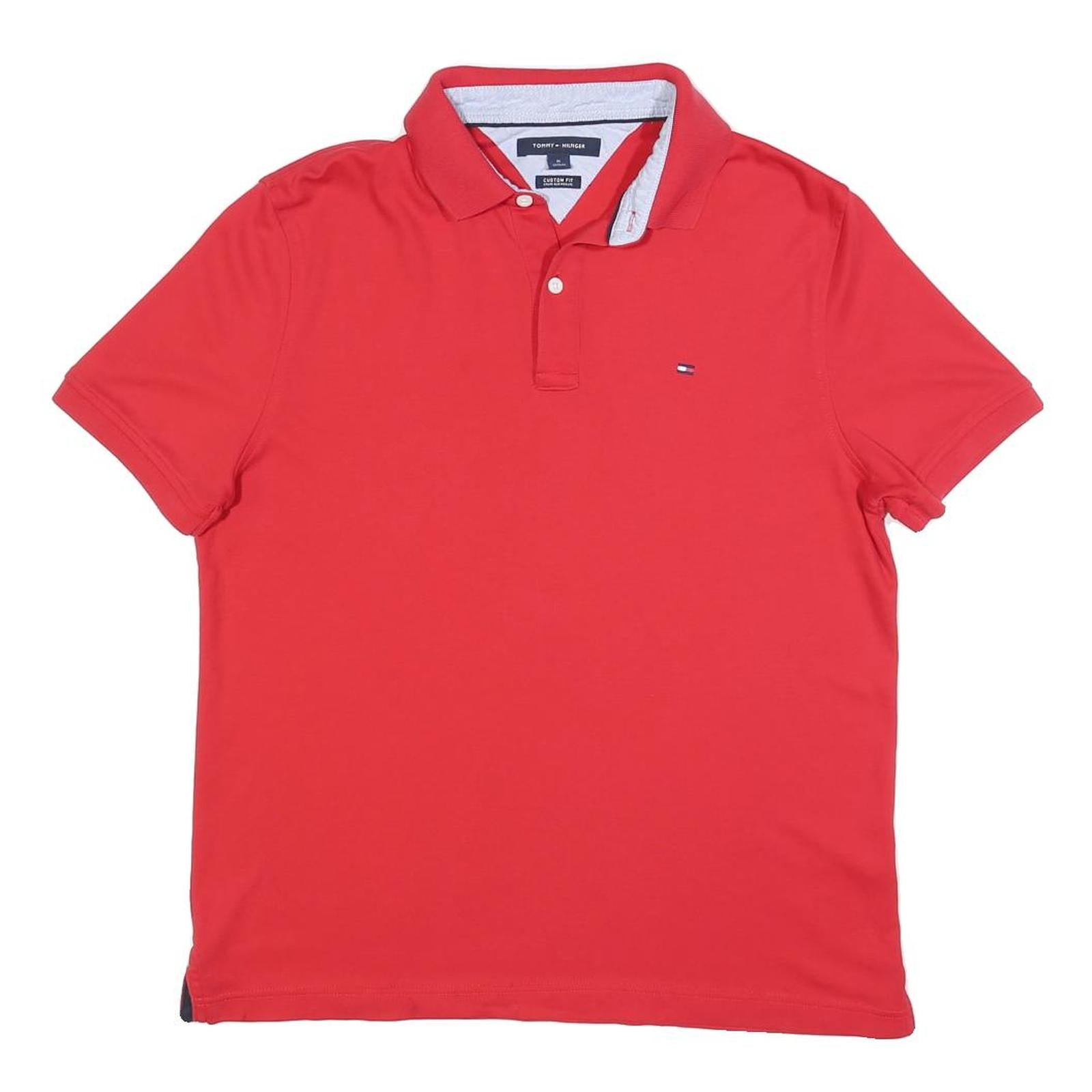 TOMMY HILFIGER Mens Red Short Sleeve Plain Polo Shirt M Casual Classic Fit Refurbished - N/A refurbished available on Cerqular