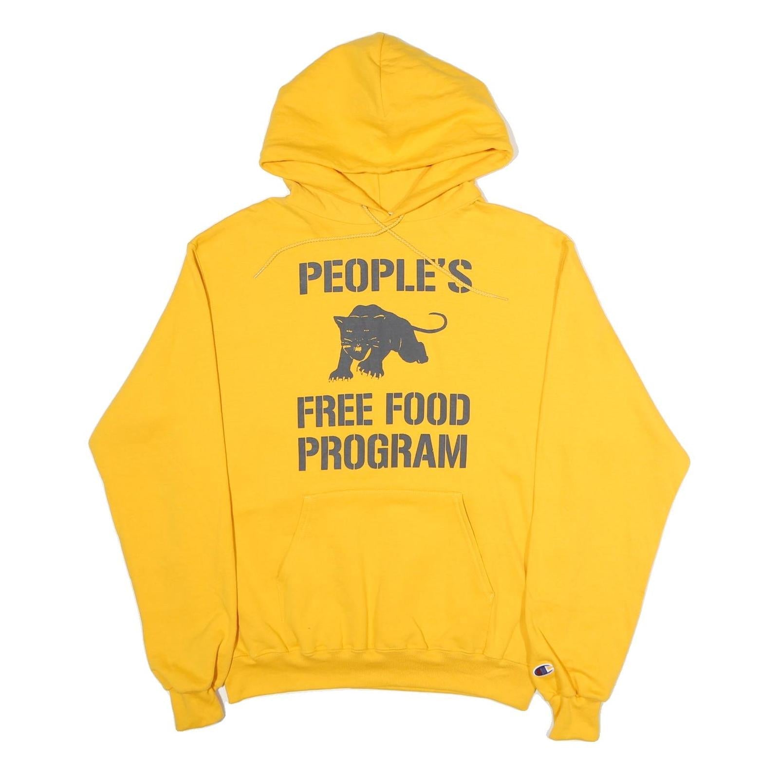 CHAMPION Mens Yellow People’s Free Food Program Pullover Hoodie M Graphic Print Refurbished - N/A refurbished available on Cerqular