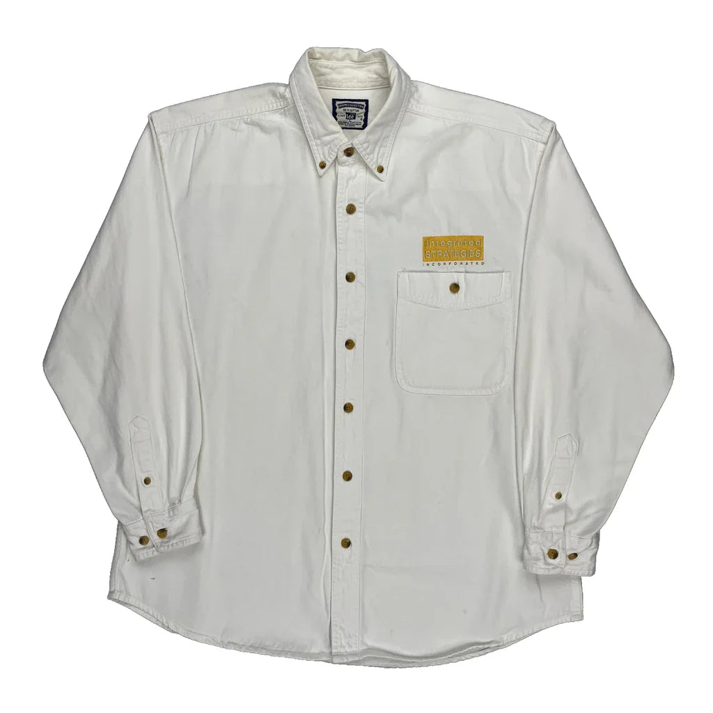 Integrated Strategies Incorporated Lee Shirt - Large White Cotton Refurbished - Thrifted (note: this is a term often used to describe second- refurbished available on Cerqular