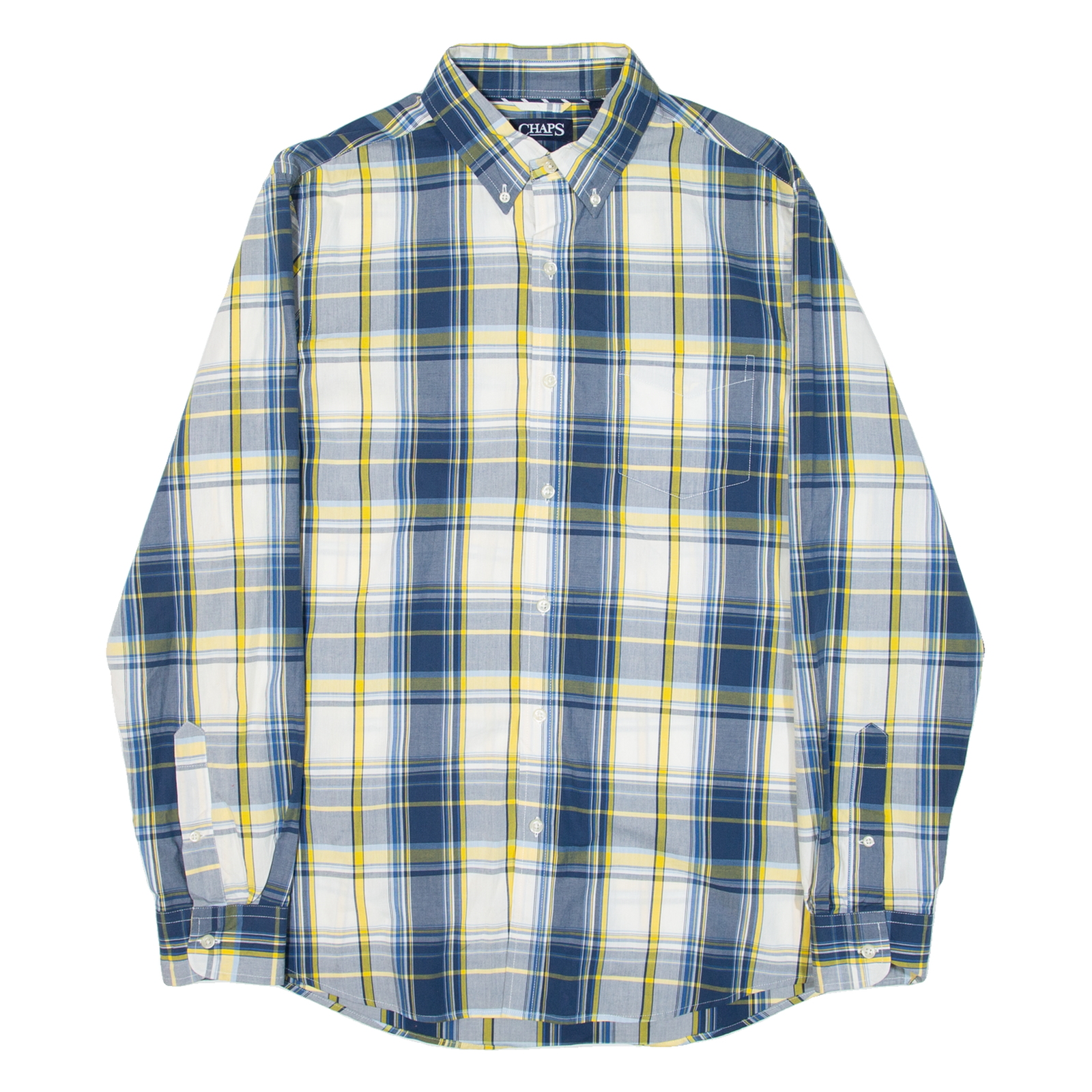 CHAPS Mens Shirt Blue Check Long Sleeve M Refurbished - N/A refurbished available on Cerqular
