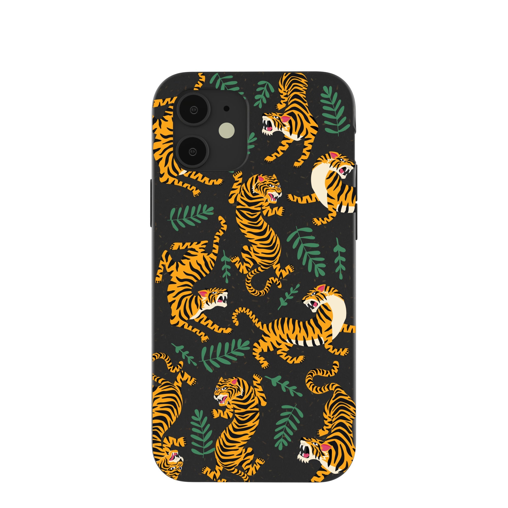 Black Playful Tigers iPhone 12/ iPhone 12 Pro Case Refurbished - Pela Case refurbished available on Cerqular