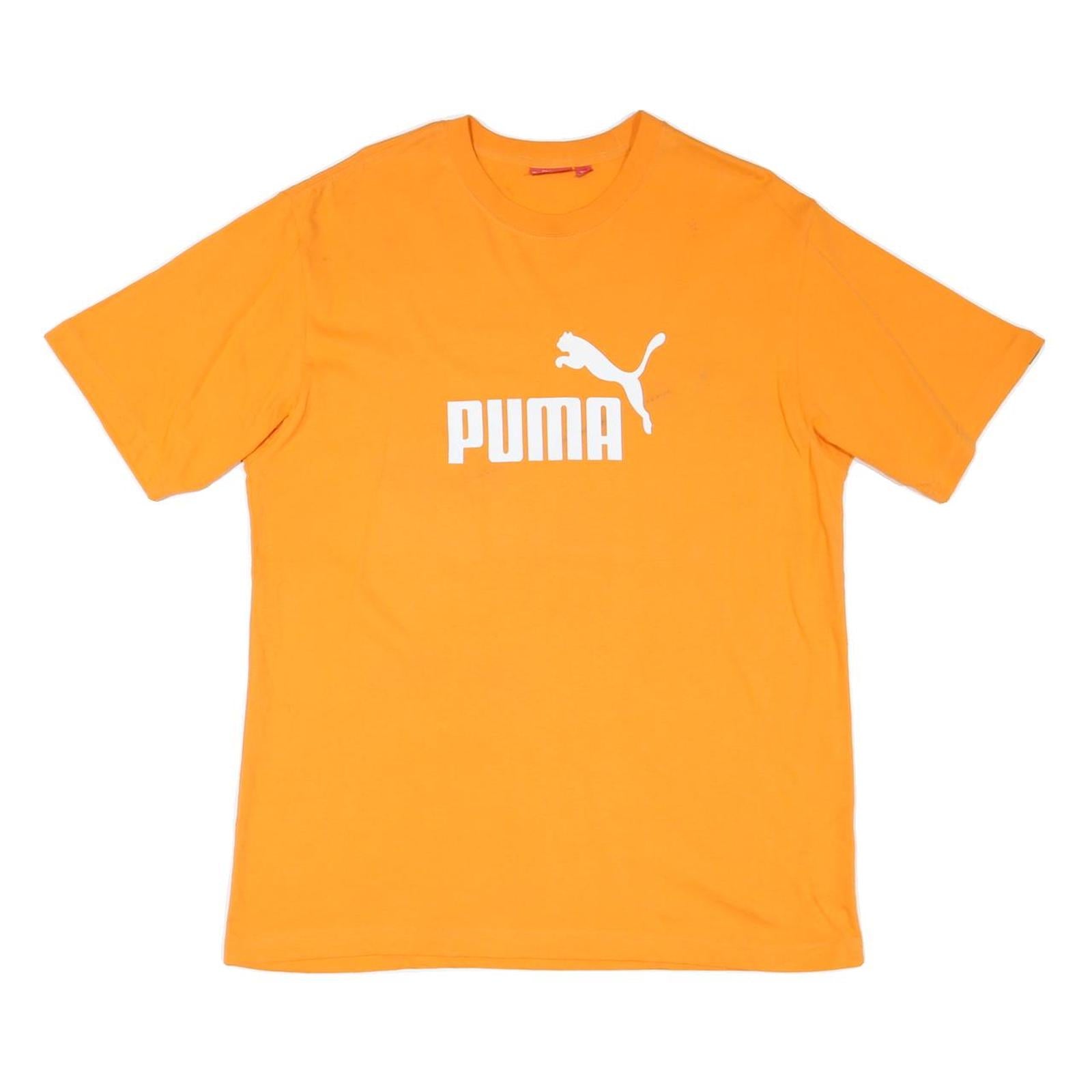 PUMA Mens Orange Cotton Blend T-Shirt M Short Sleeve Crew Neck Puma Logo Refurbished - N/A refurbished available on Cerqular