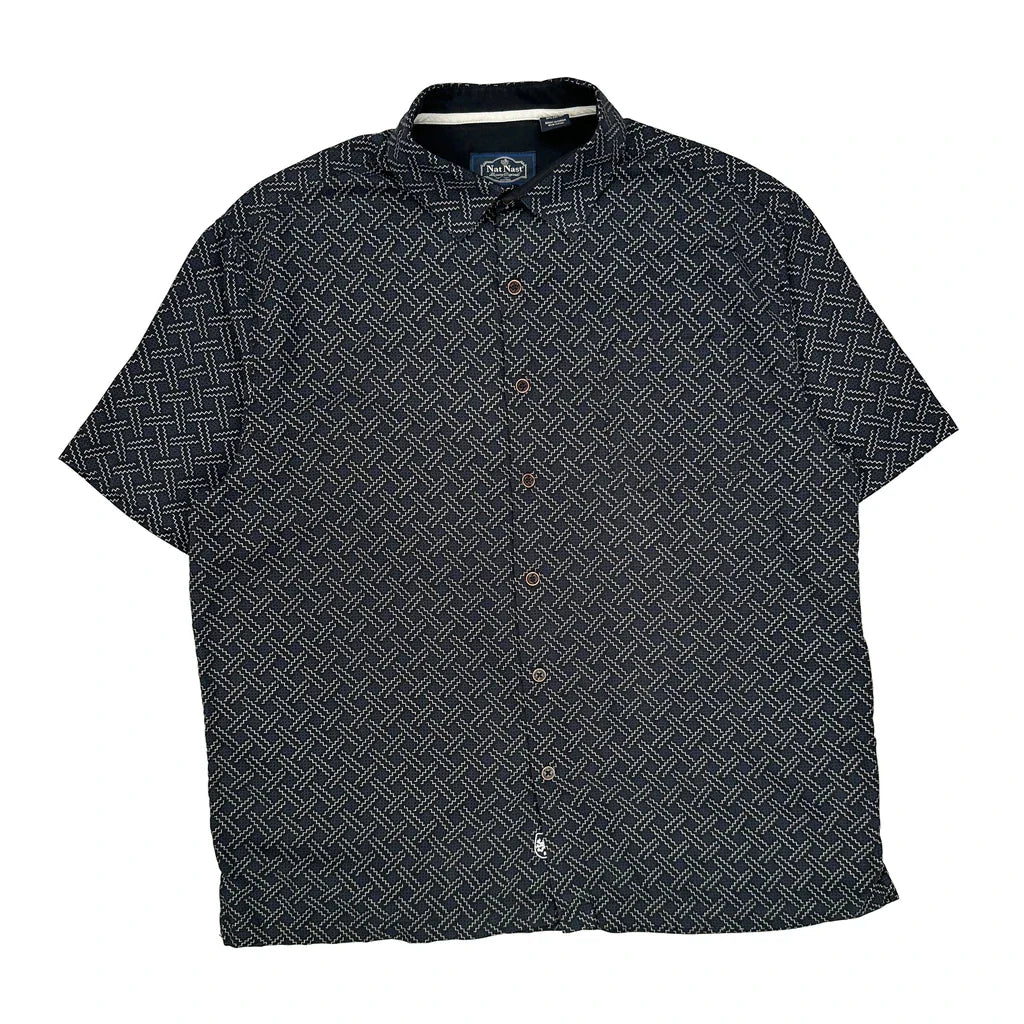 Nat Nast Short Sleeve Shirt - Large Black Cotton Refurbished - Thrifted (note: this is a term often used to describe second- refurbished available on Cerqular