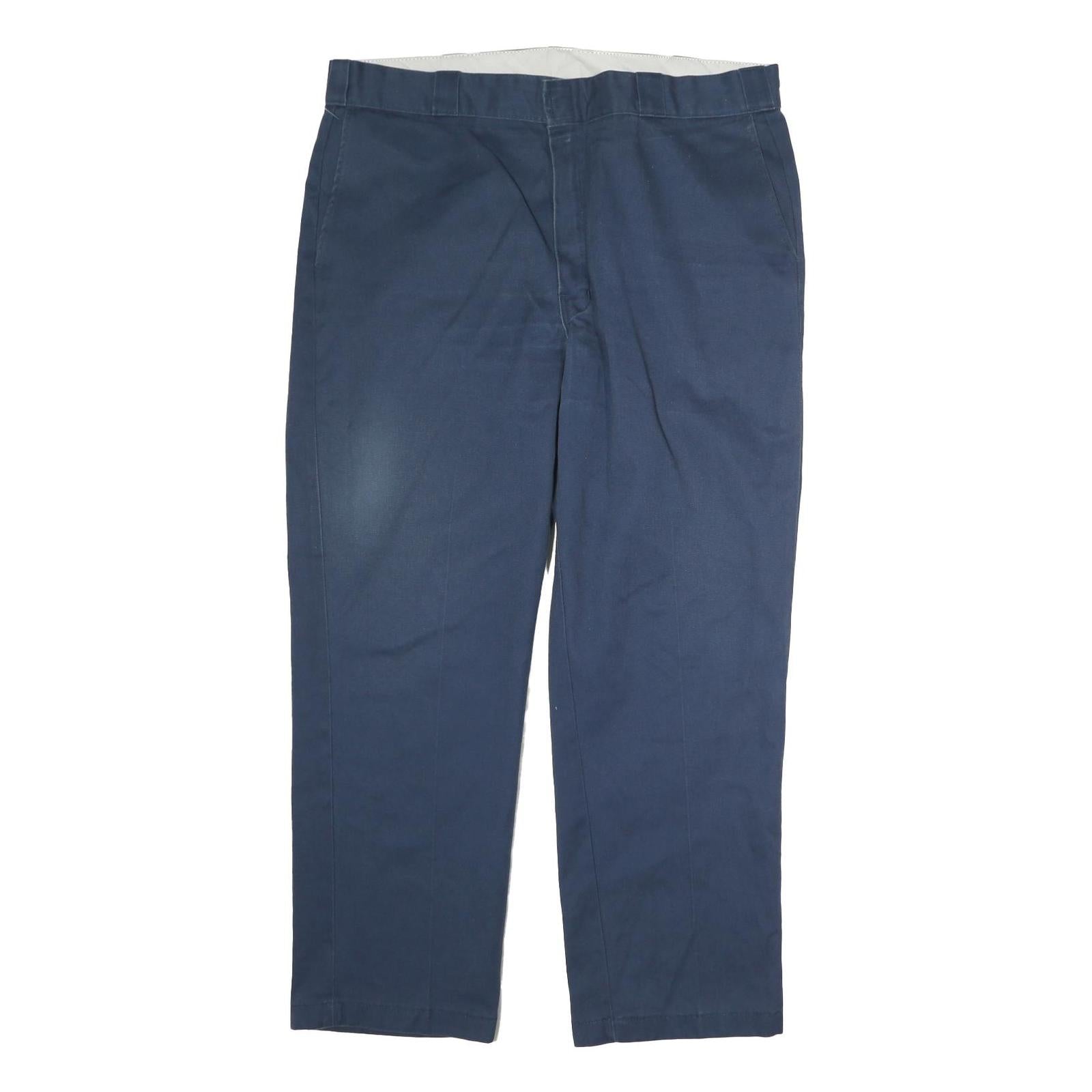 DICKIES Mens Cotton Blend Navy Blue Regular Fit Straight Leg Trousers W38 L34 Refurbished - N/A refurbished available on Cerqular