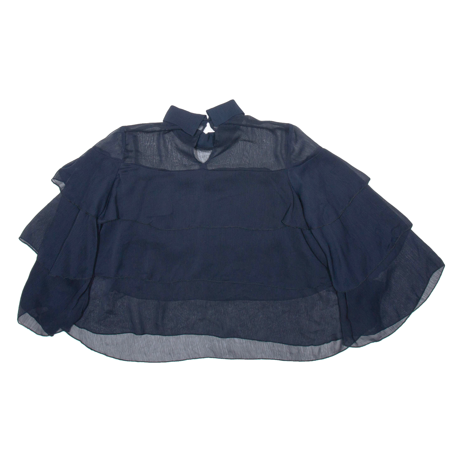 ZARA Womens Blouse Blue Ruffle Sleeve Viscose XS Refurbished - N/A refurbished available on Cerqular