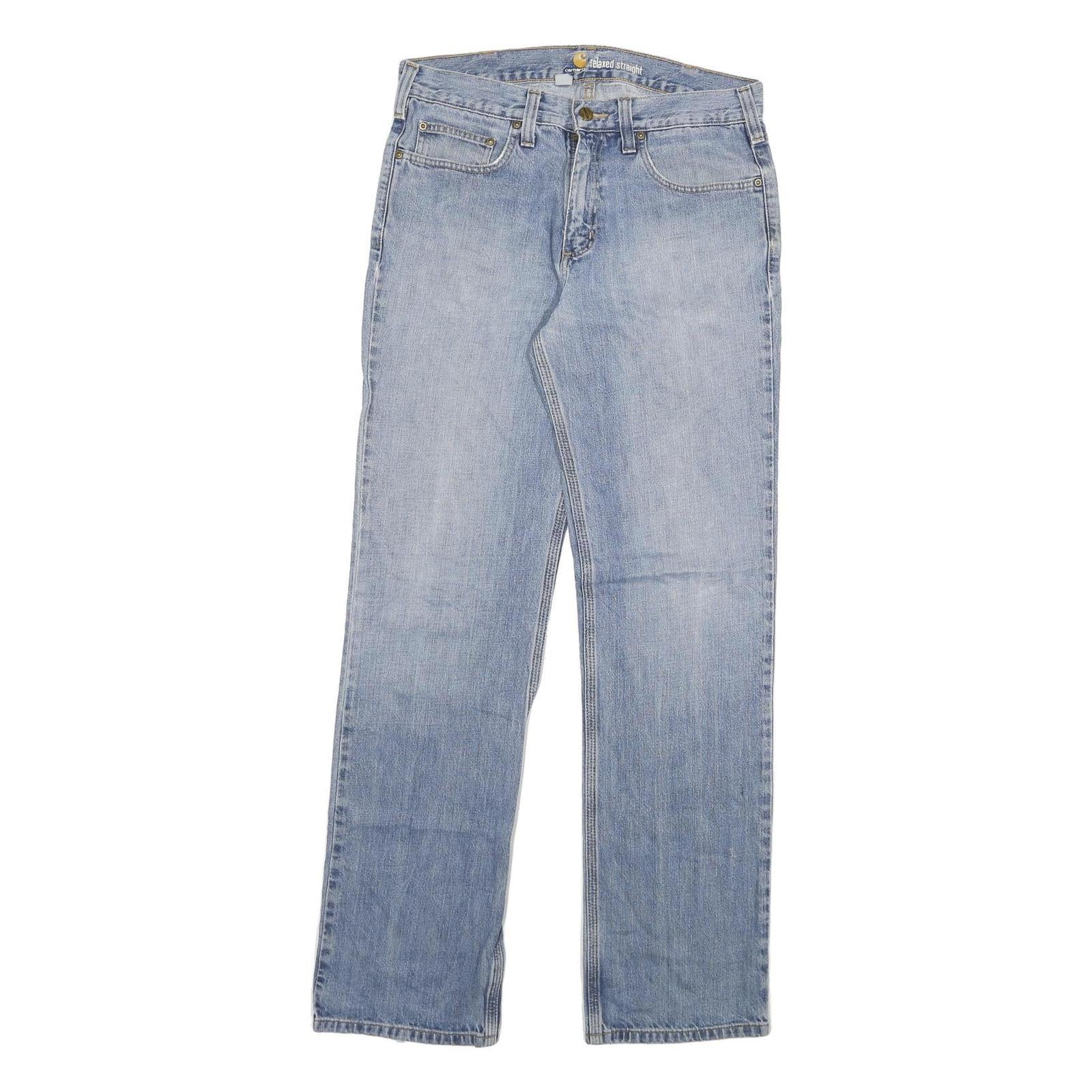 CARHARTT Mens Relaxed Straight Blue Denim Cotton Blend Light W32 L34 Zip Jeans Refurbished - N/A refurbished available on Cerqular