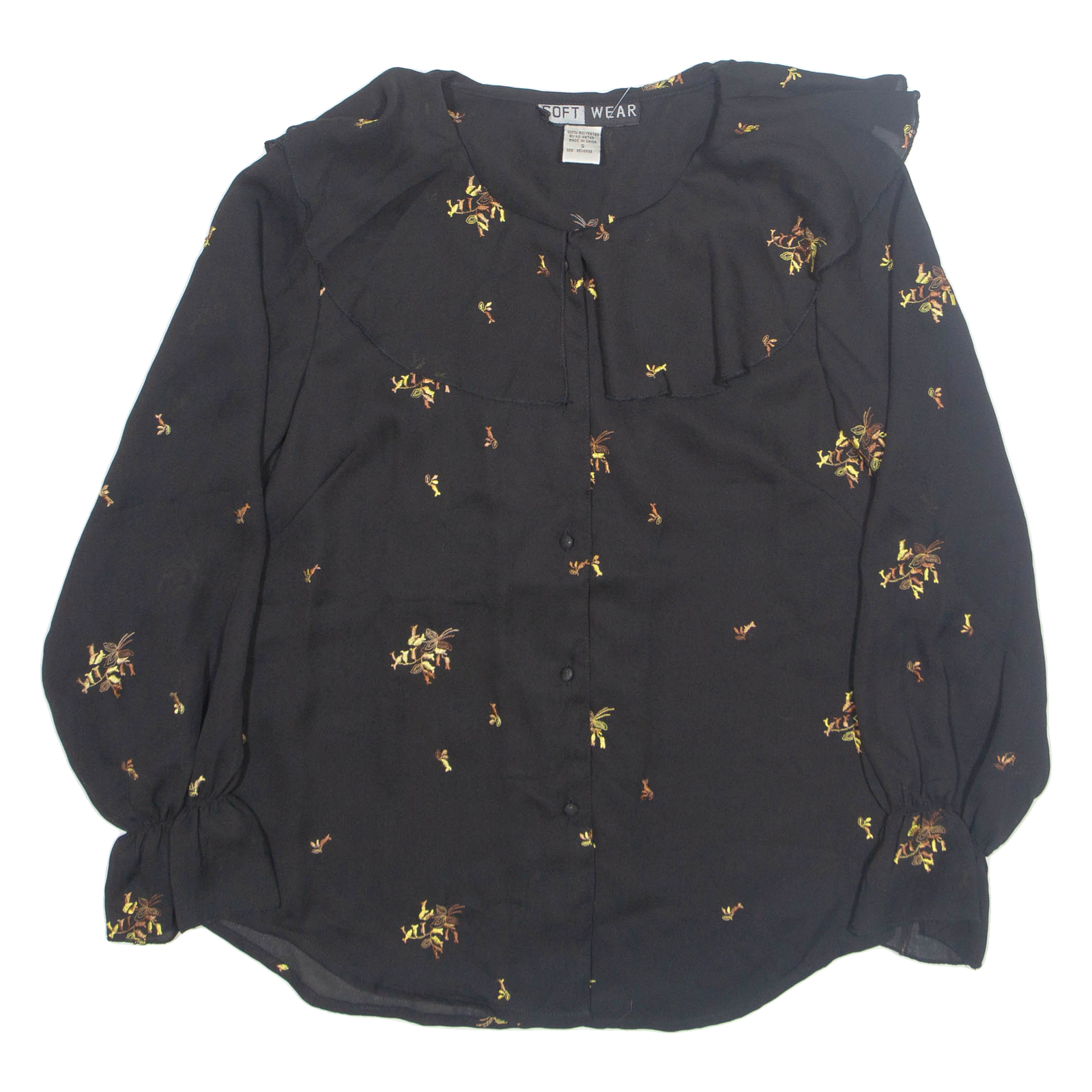 SOFTWARE Womens Printed Blouse Black Long Sleeve Crazy Pattern S Refurbished - N/A refurbished available on Cerqular