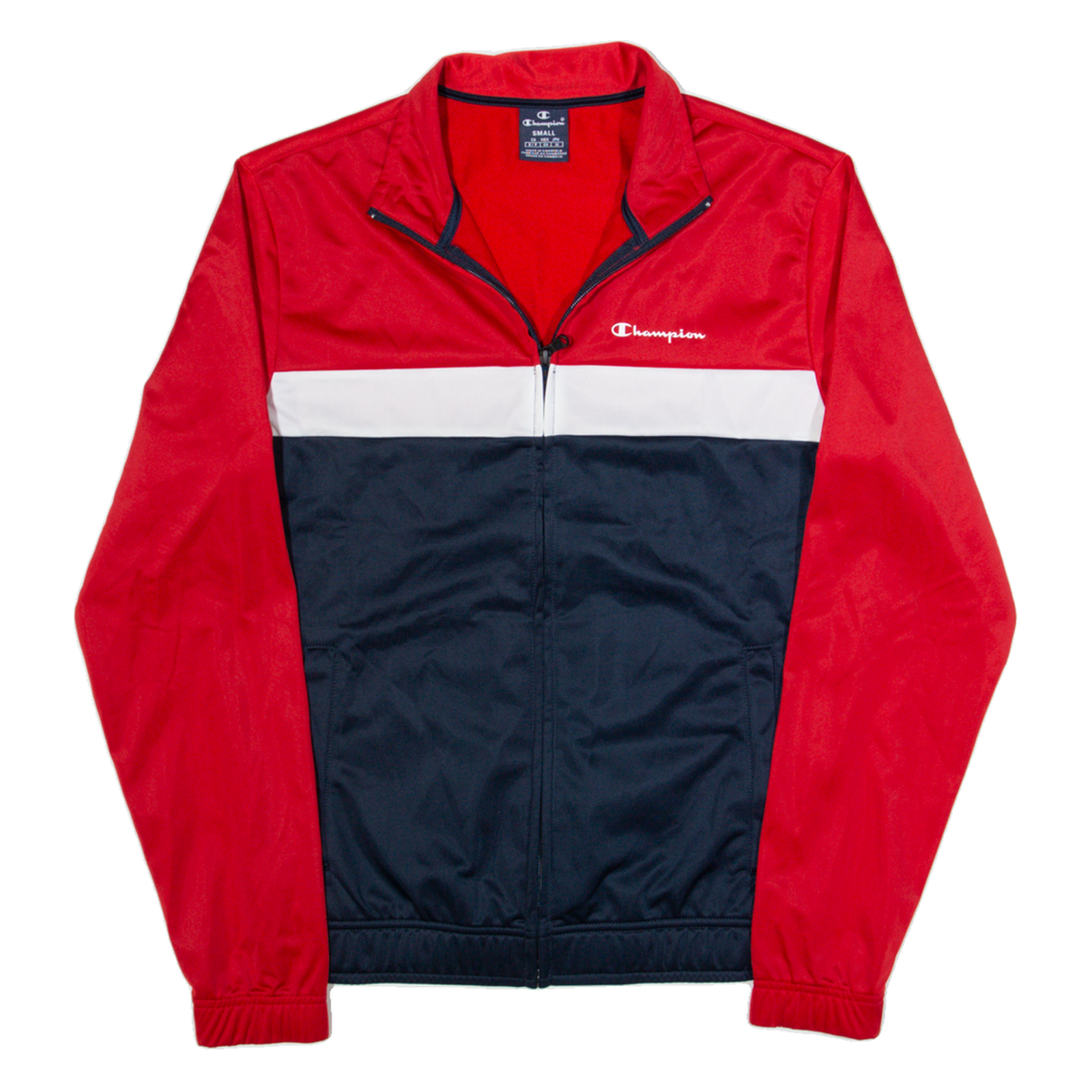 CHAMPION Mens Track Jacket Blue Colourblock S Refurbished - N/A refurbished available on Cerqular