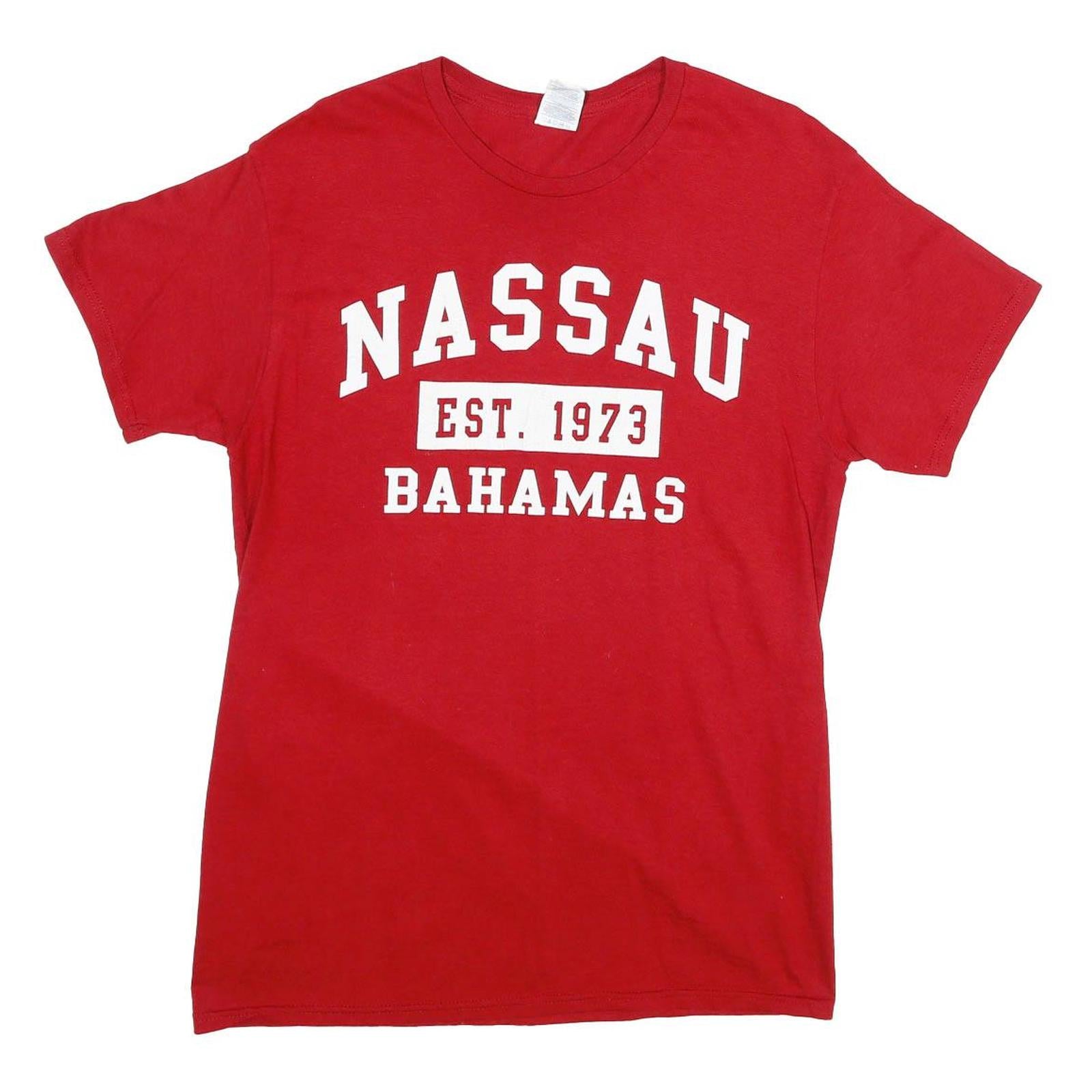 DELTA PRO WEIGHT Mens Red Nassau Bahamas Graphic T-Shirt M Short Sleeve Crew Refurbished - N/A refurbished available on Cerqular