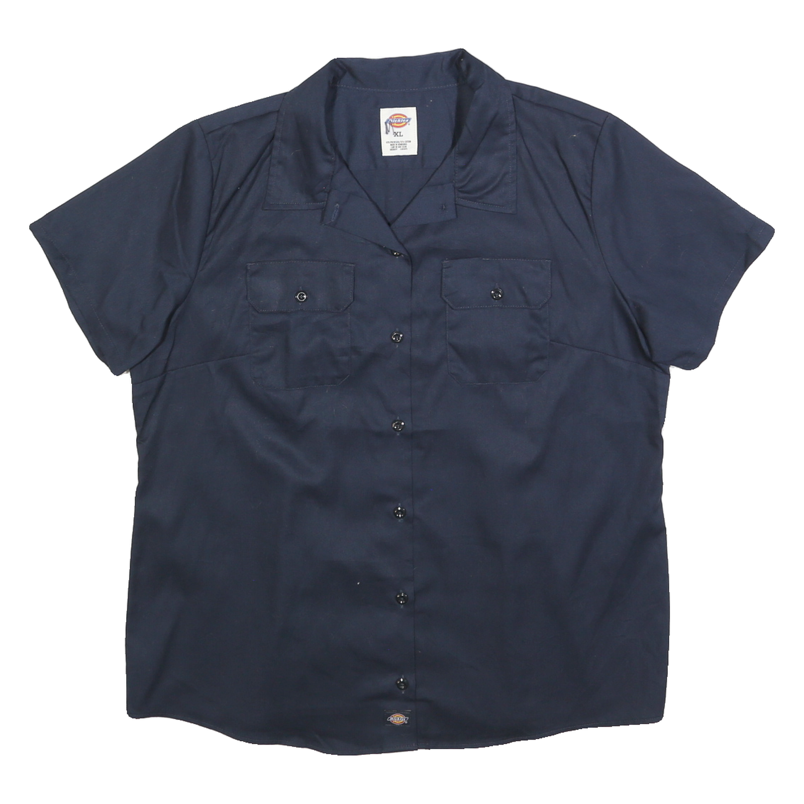 DICKIES Womens Navy Blue Work Shirt XL Cotton Blend Short Sleeve Button Front Refurbished - N/A refurbished available on Cerqular