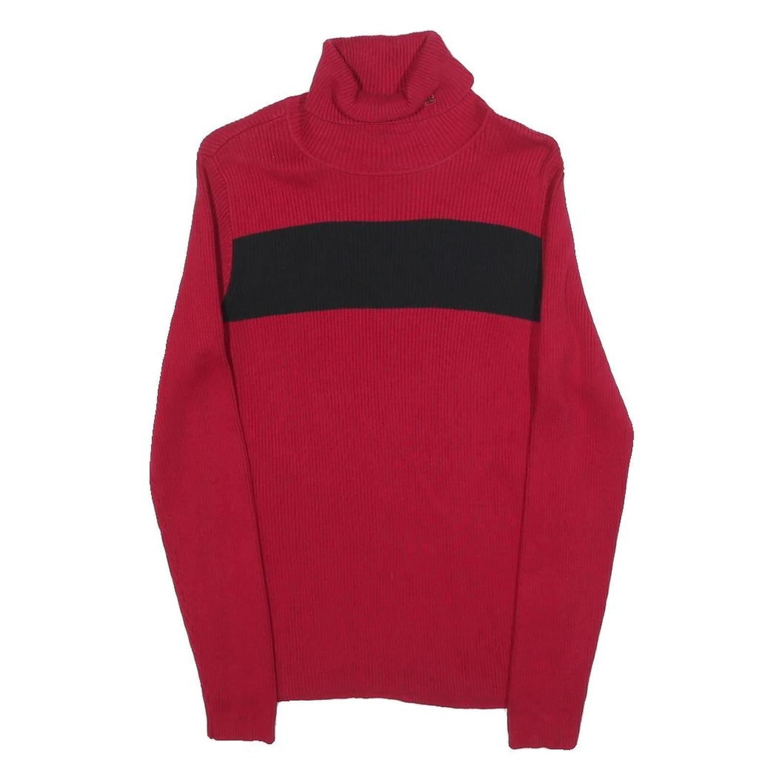 LAUREN RALPH LAUREN Womens Red & Black Plain Turtleneck Basic Knit Size S Cotton Refurbished - N/A refurbished available on Cerqular