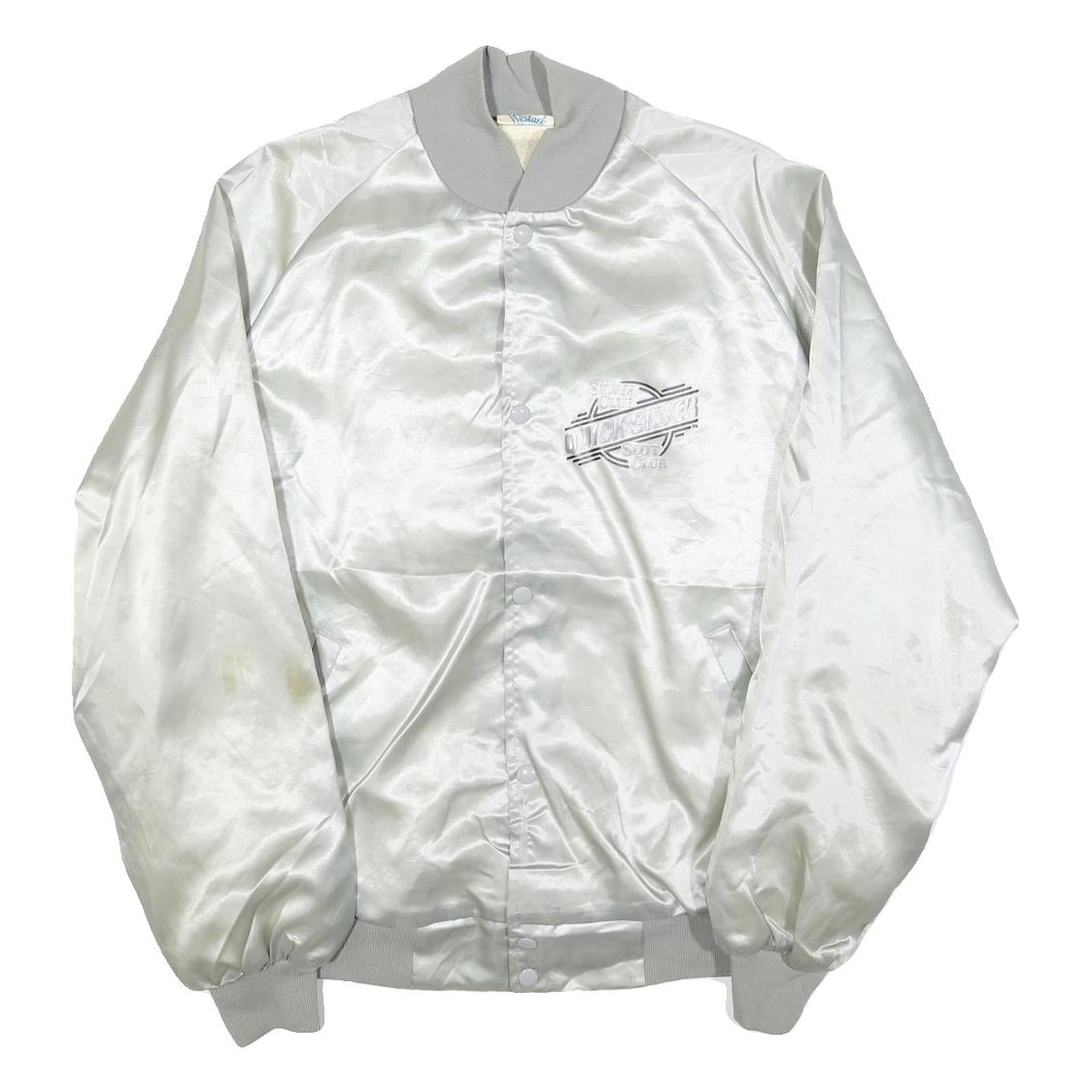WESTARK Mens White Silver Club Satin Button Jacket L Vintage Retro Refurbished - N/A refurbished available on Cerqular