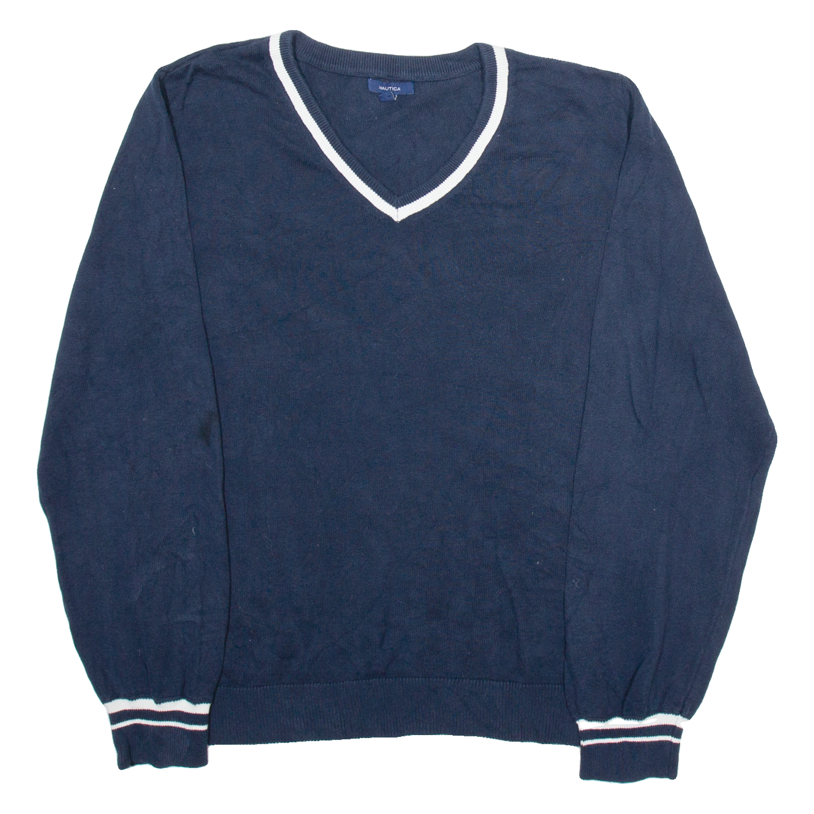 NAUTICA Womens Jumper Blue V-Neck Tight Knit L Refurbished - N/A refurbished available on Cerqular