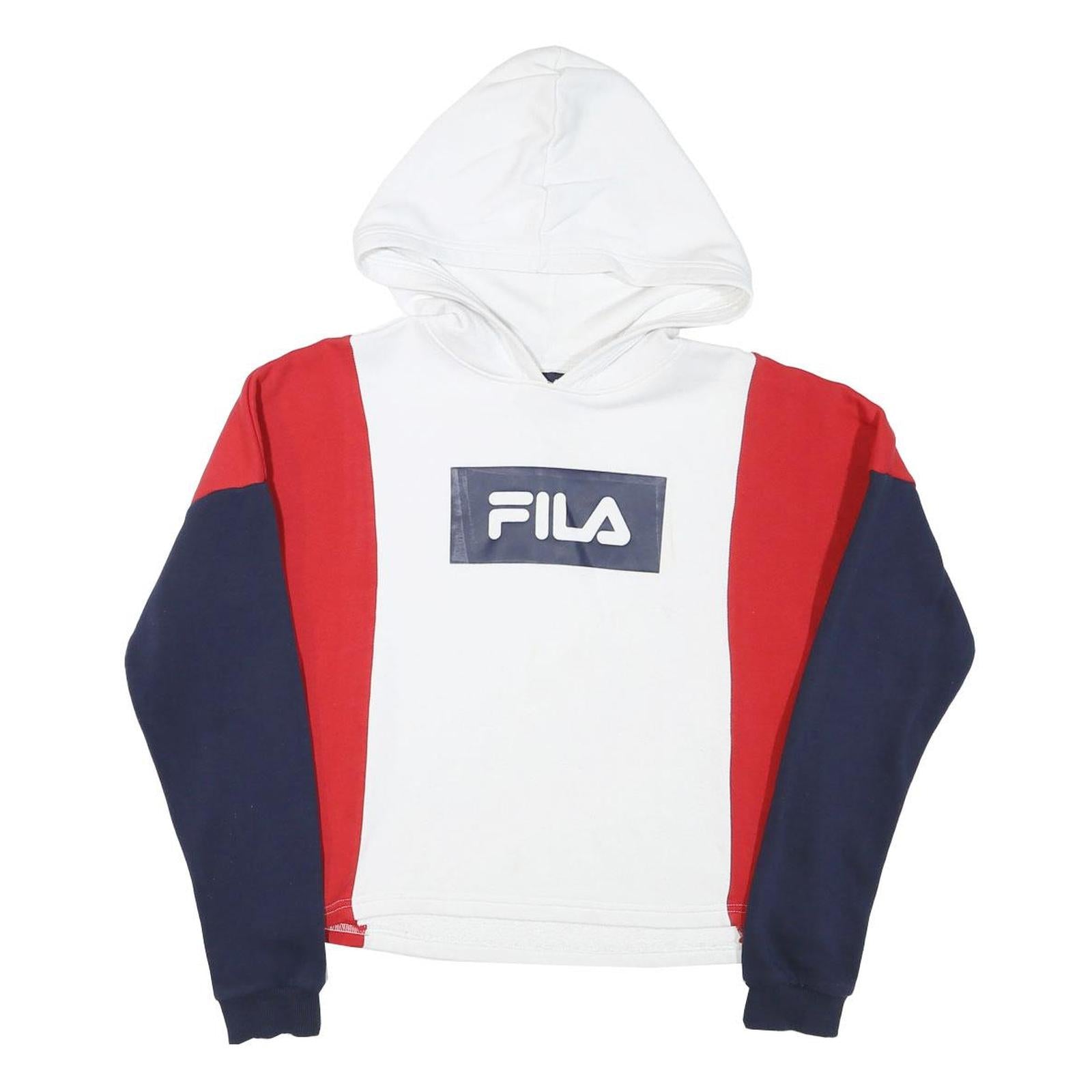 FILA Mens White & Red & Navy Hoodie XS Cotton Blend Pullover Logo Casual Refurbished - N/A refurbished available on Cerqular