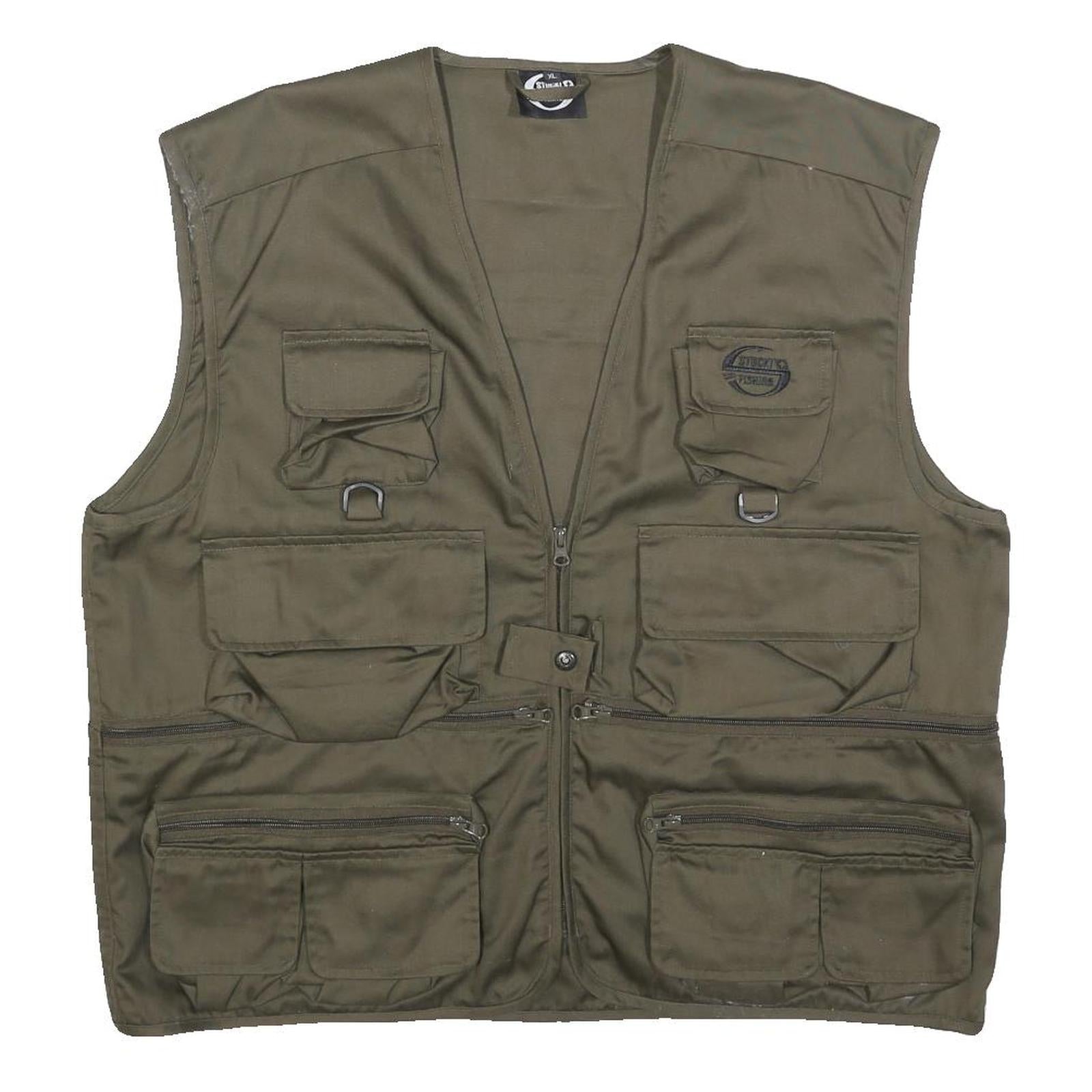 STUCKI FISHING Mens Green Cotton Blend Fishing Jacket XL Zip Utility Vest Refurbished - N/A refurbished available on Cerqular