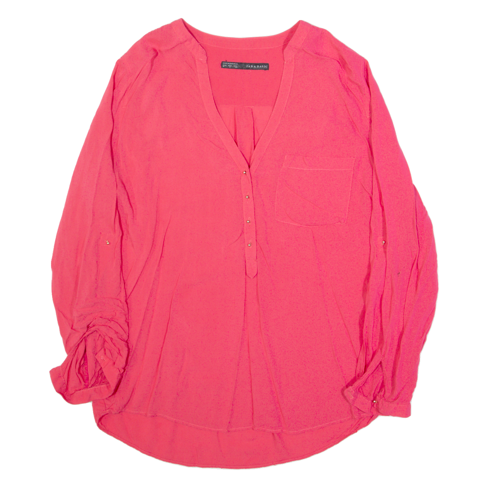ZARA BASIC Womens Shirt Pink V-Neck Long Sleeve M Refurbished - N/A refurbished available on Cerqular