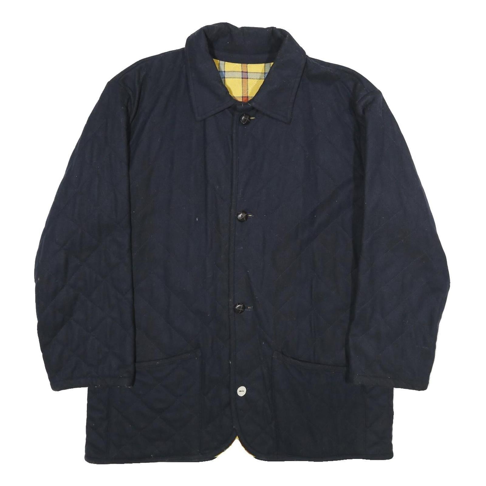 MCGREGOR Mens Navy Classic Quilted Wool Blend Jacket L Button Closure Warm Refurbished - N/A refurbished available on Cerqular