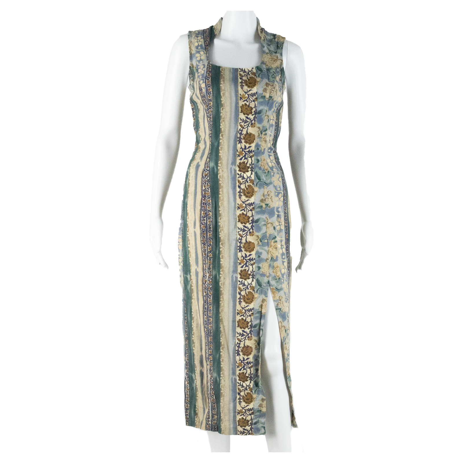 LA BELLE Womens Shift Dress Blue Floral Sleeveless Midi S Refurbished - N/A refurbished available on Cerqular