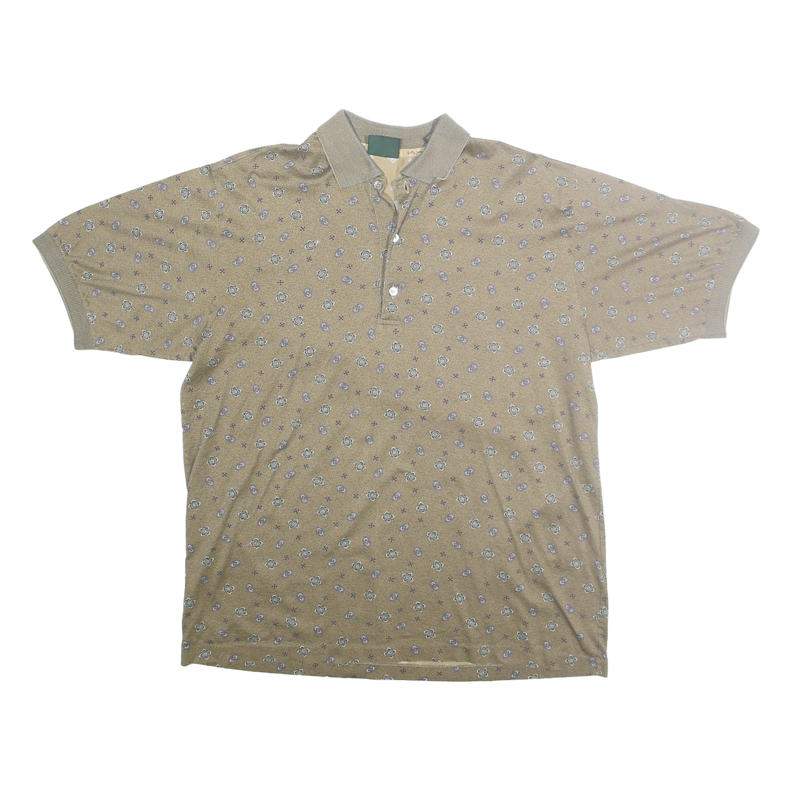 BOBBY JONES Mens Beige Printed Short Sleeve Polo Shirt M Cotton Casual Refurbished - N/A refurbished available on Cerqular