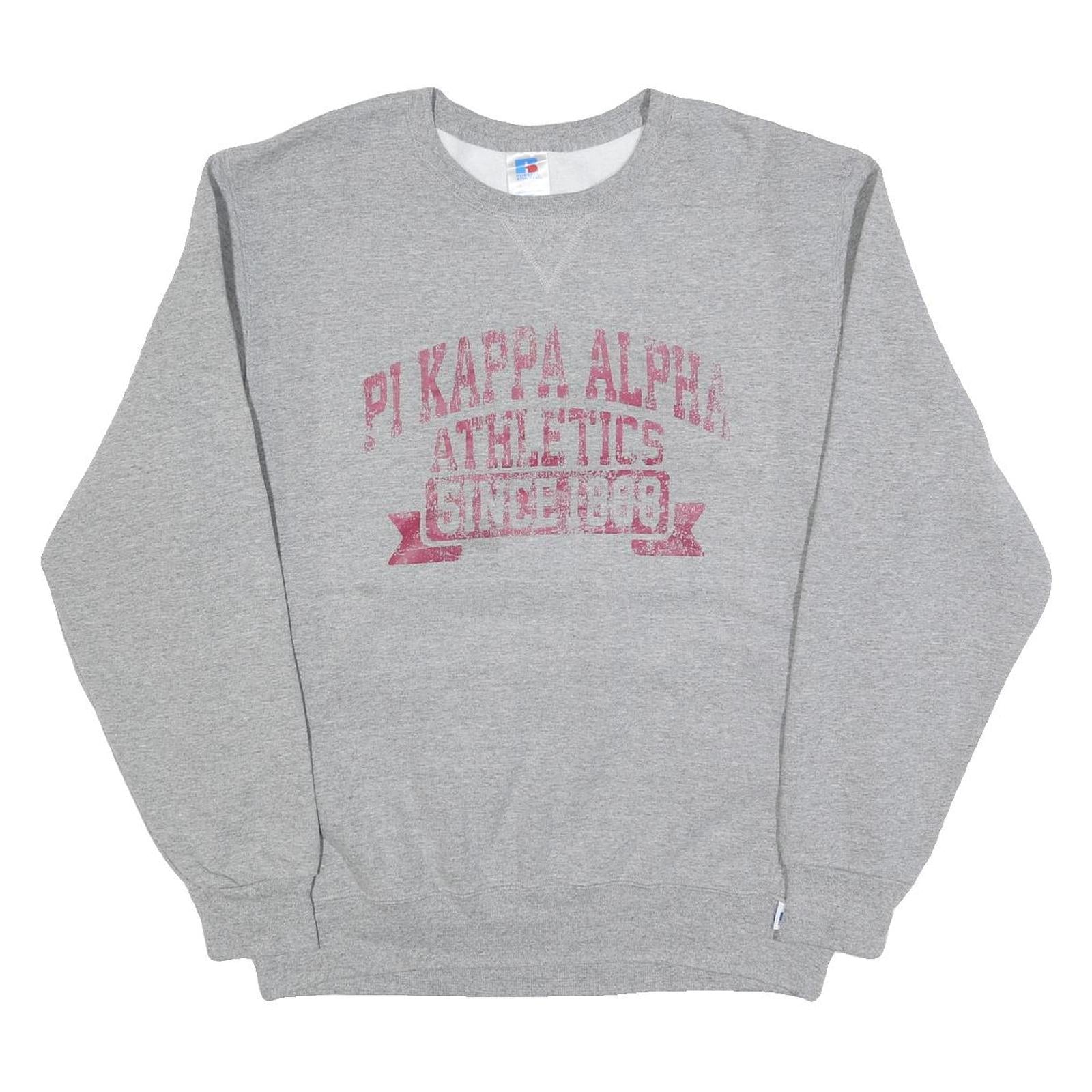 RUSSELL ATHLETIC Mens Grey Pi Kappa Alpha Athletics Crew Neck L Cotton Blend Refurbished - N/A refurbished available on Cerqular