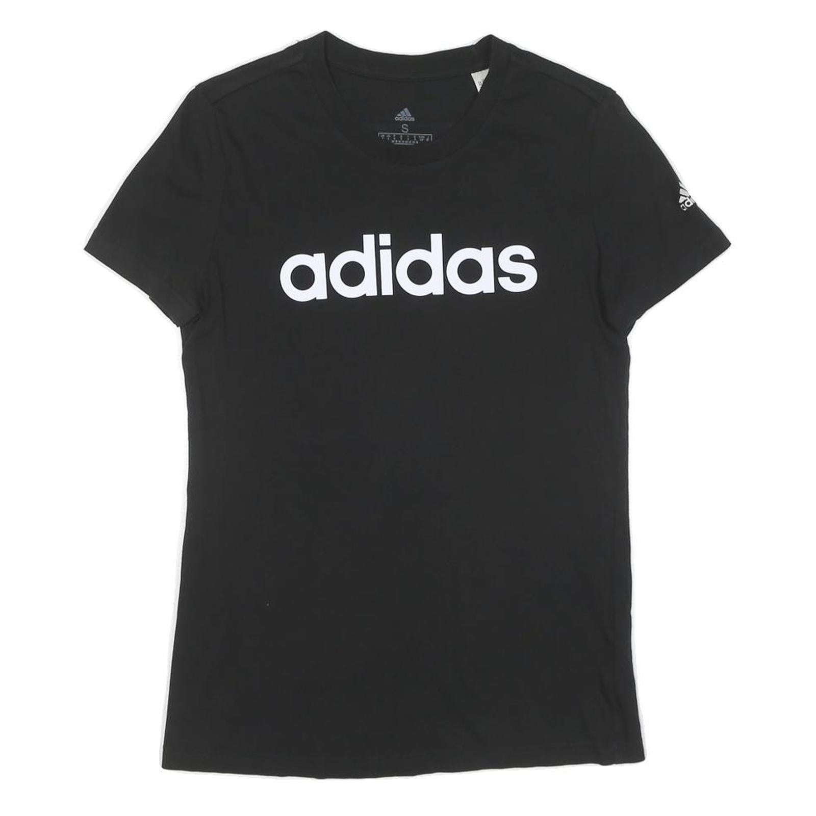 ADIDAS Womens Black & White Logo Graphic T-Shirt S Short Sleeve Crew Neck Refurbished - N/A refurbished available on Cerqular