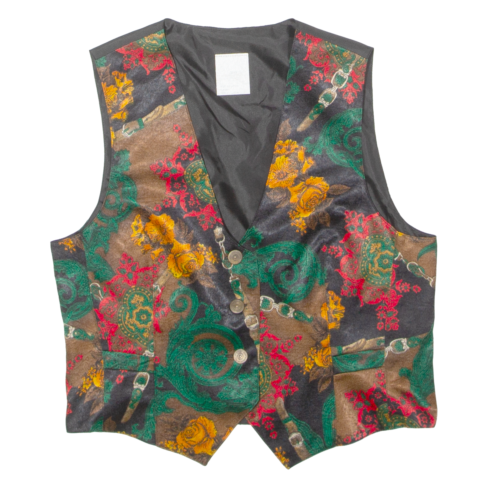 Womens Blazer Waistcoat Black 90s Floral UK 10 Refurbished - N/A refurbished available on Cerqular