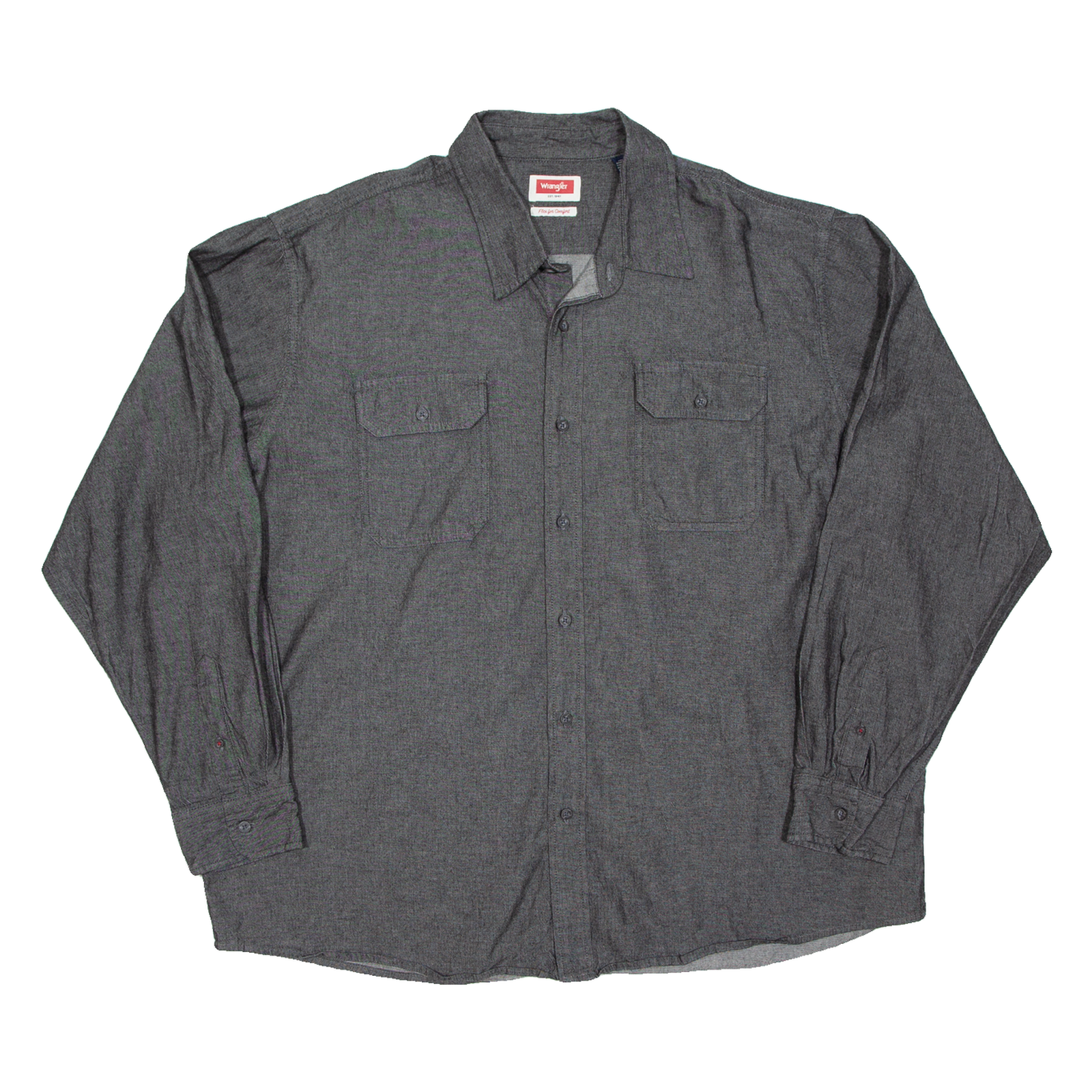 WRANGLER Mens Worker Shirt Grey Long Sleeve 2XL Refurbished - N/A refurbished available on Cerqular