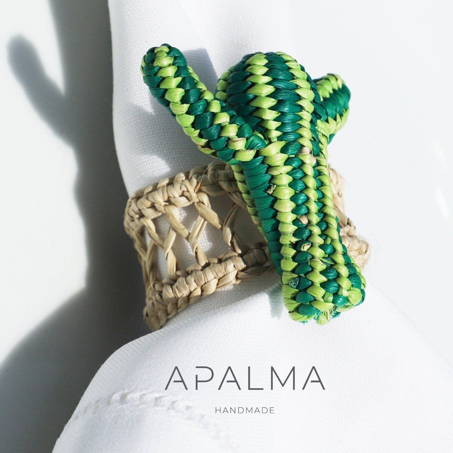 Arizona Cactus Napkin Ring - Made of Palm - Sold by Set | Packaging: Pack of 4 Refurbished - Apalma Handmade refurbished available on Cerqular