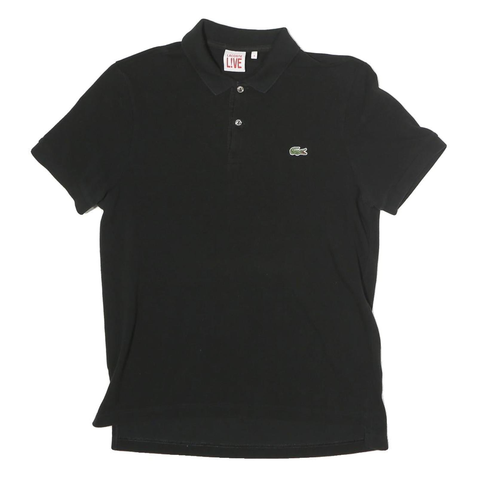 LACOSTE LIVE Mens Black Short Sleeve Plain Polo Shirt M Cotton Blend Refurbished - N/A refurbished available on Cerqular