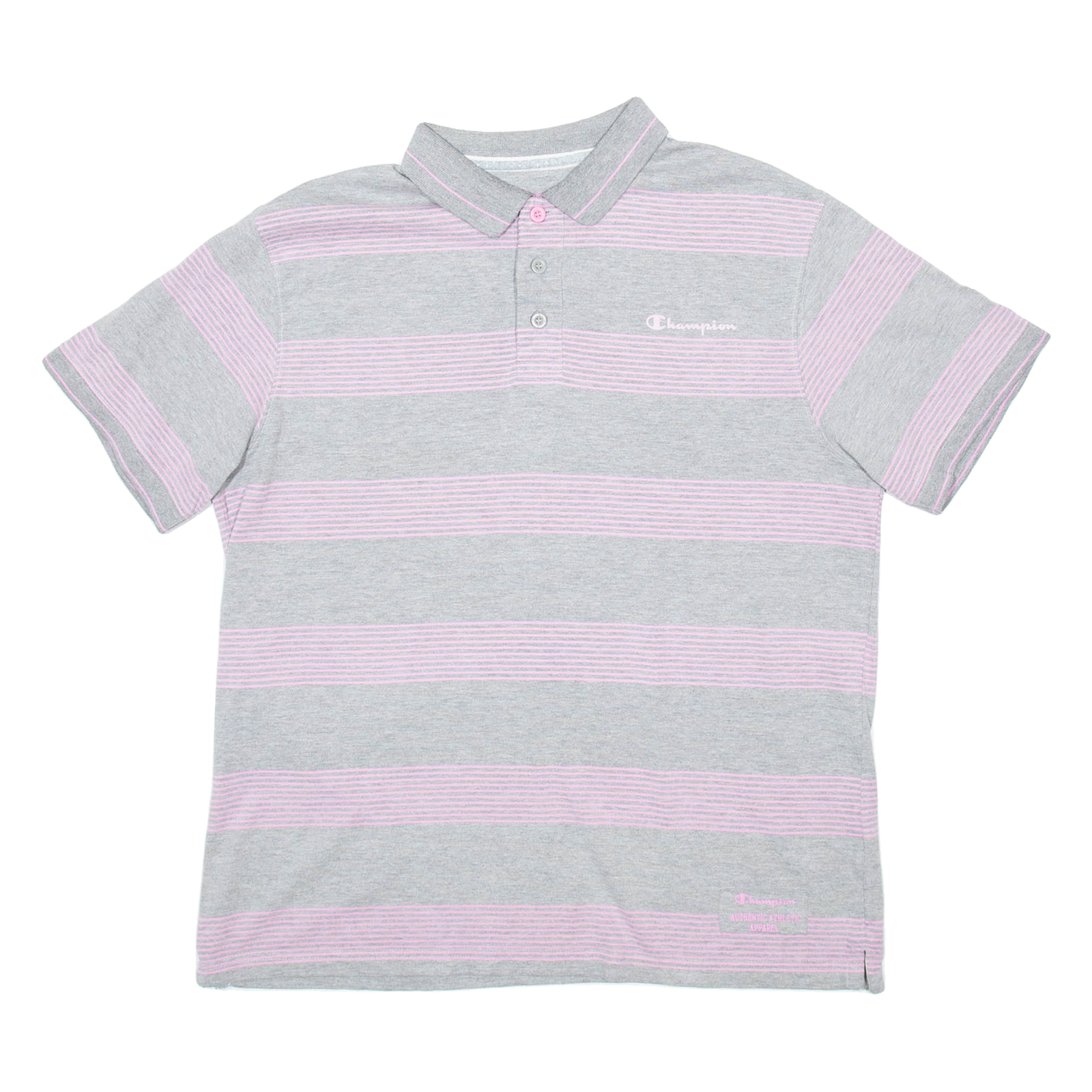 CHAMPION Mens Polo Shirt Grey Striped L Refurbished - N/A refurbished available on Cerqular