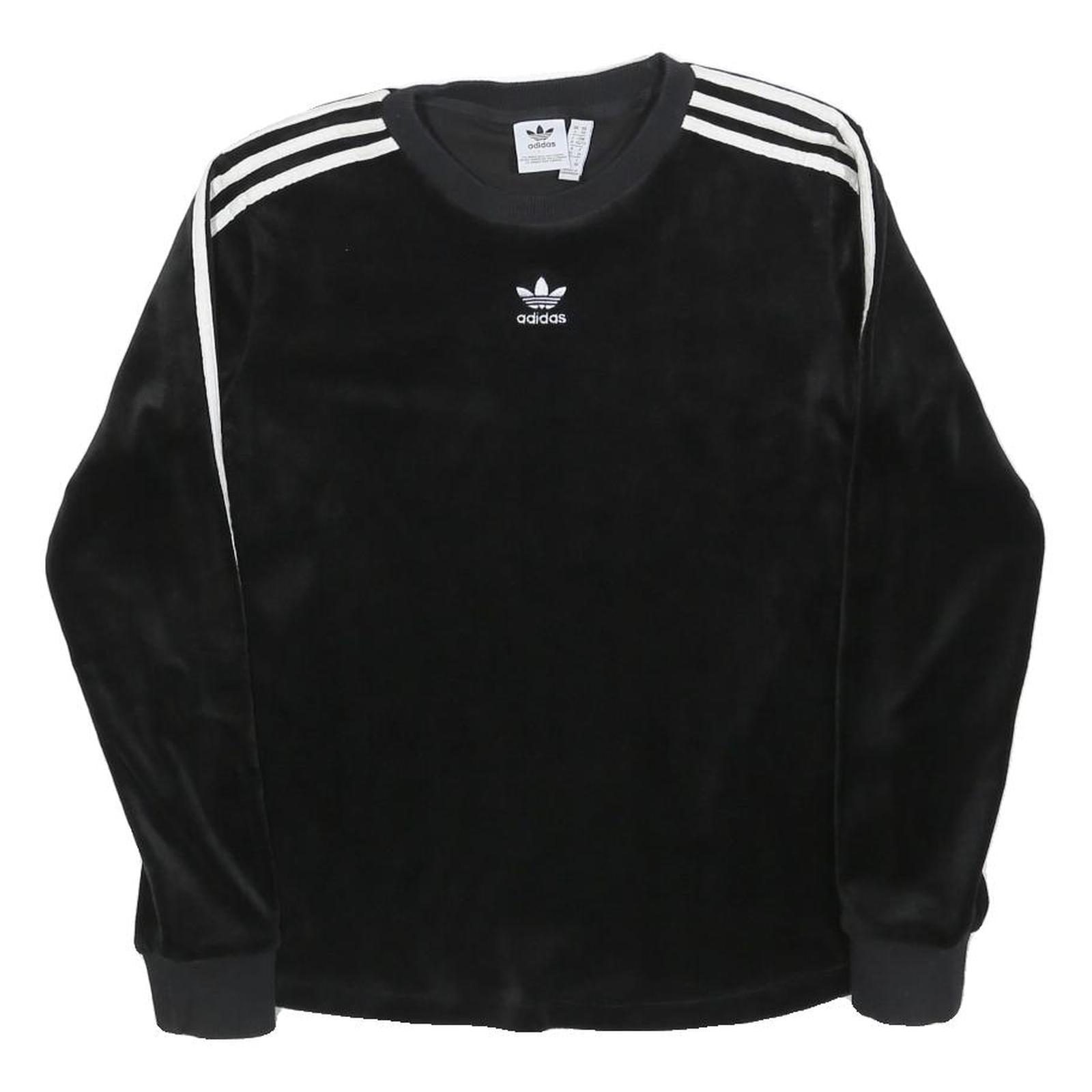 ADIDAS Womens Black Crew Neck UK 6 Sweatshirt Three Stripe Logo Comfortable Fit Refurbished - N/A refurbished available on Cerqular