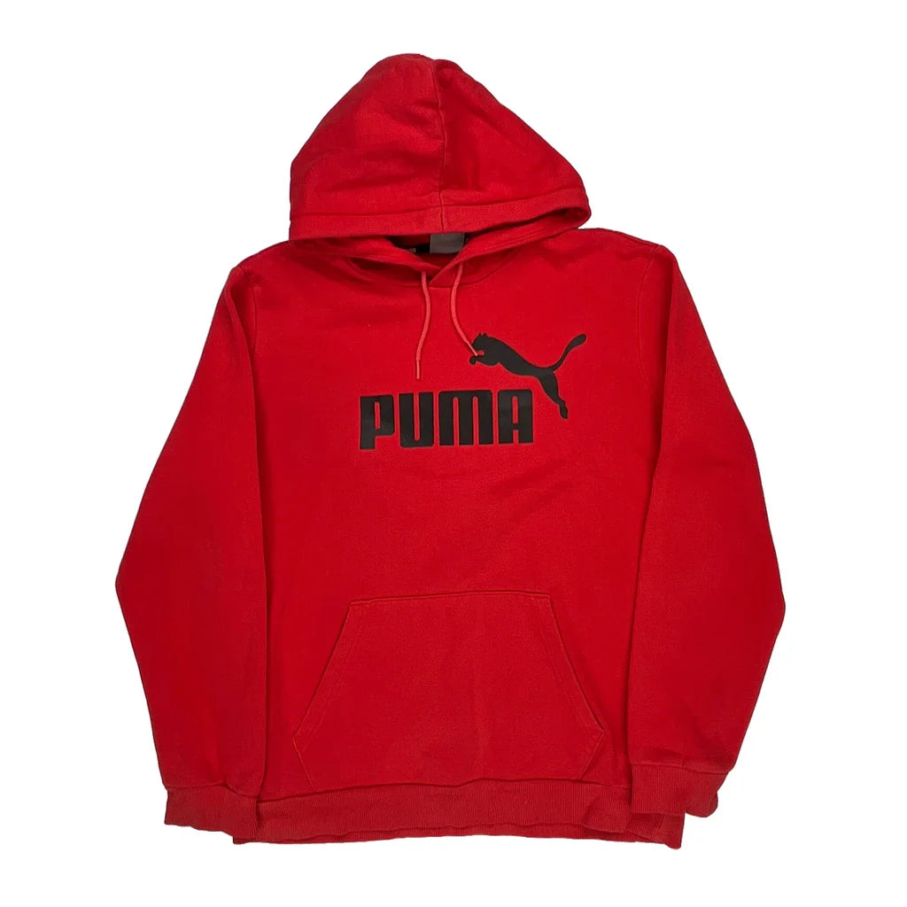 Puma Hoodie - Medium Red Cotton Refurbished - Thrifted (note: this is a term often used to describe second- refurbished available on Cerqular