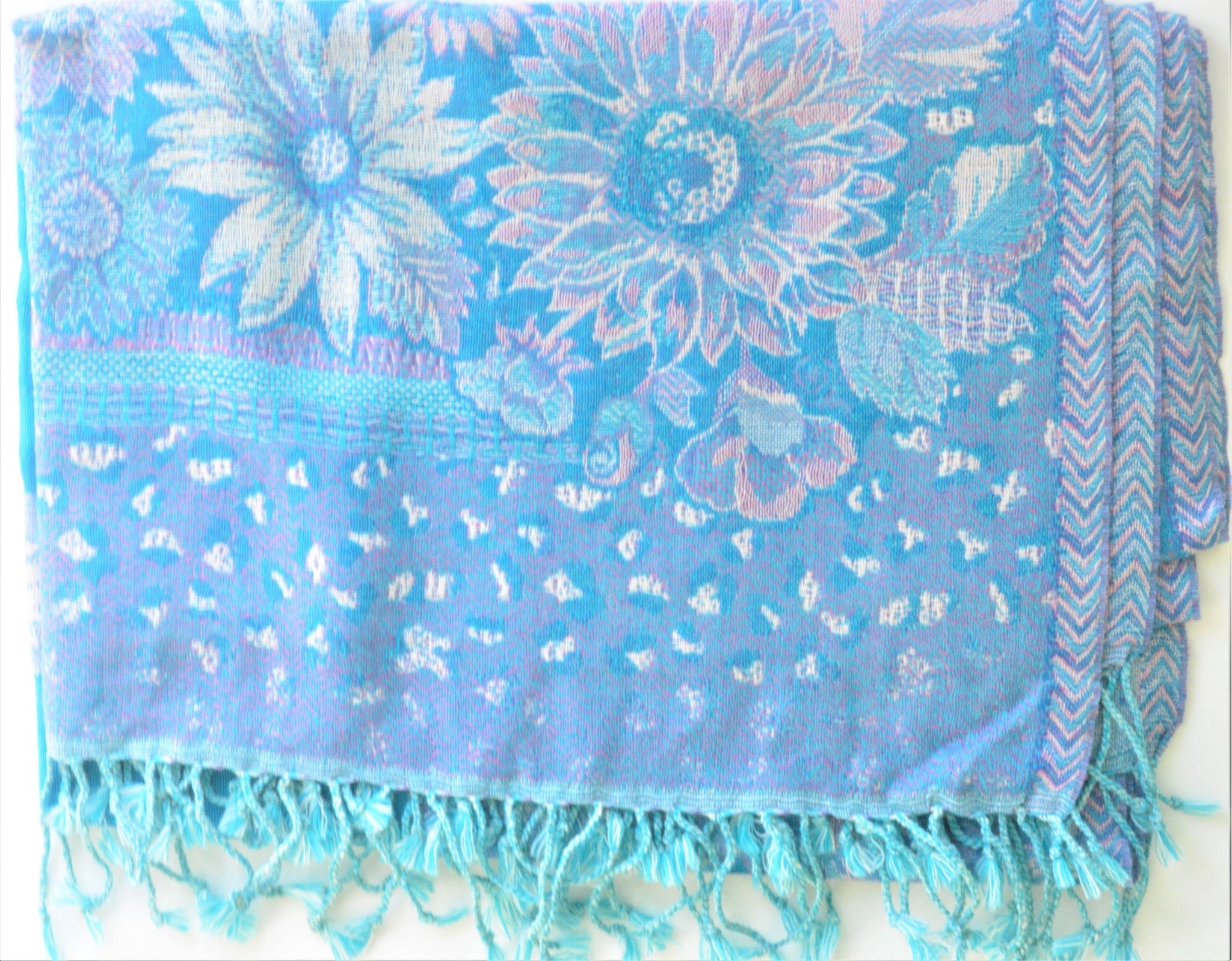 Elegant Handwoven Pashmina Shawl with Paisley Design – Soft, Elegant and Lightweight Wrap | Color: Blue Refurbished - N/A refurbished available on Cerqular