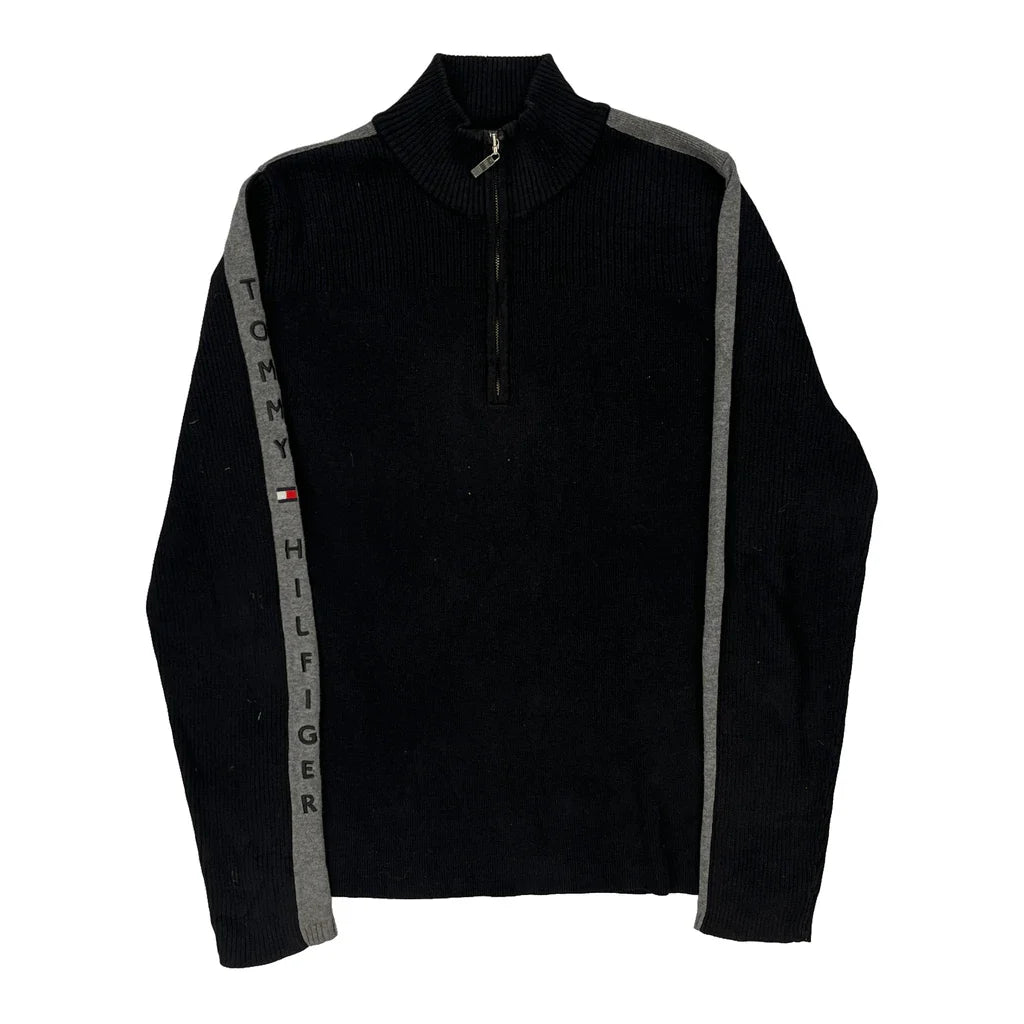 Buy Tommy Hilfiger 1/4 Zip - Large Black Cotton Refurbished - $21.36 Tommy Hilfiger 1/4 Zip - Large Black Cotton Refurbished - Thrifted (note: this is a term often used to describe second- refurbished available on Cerqular