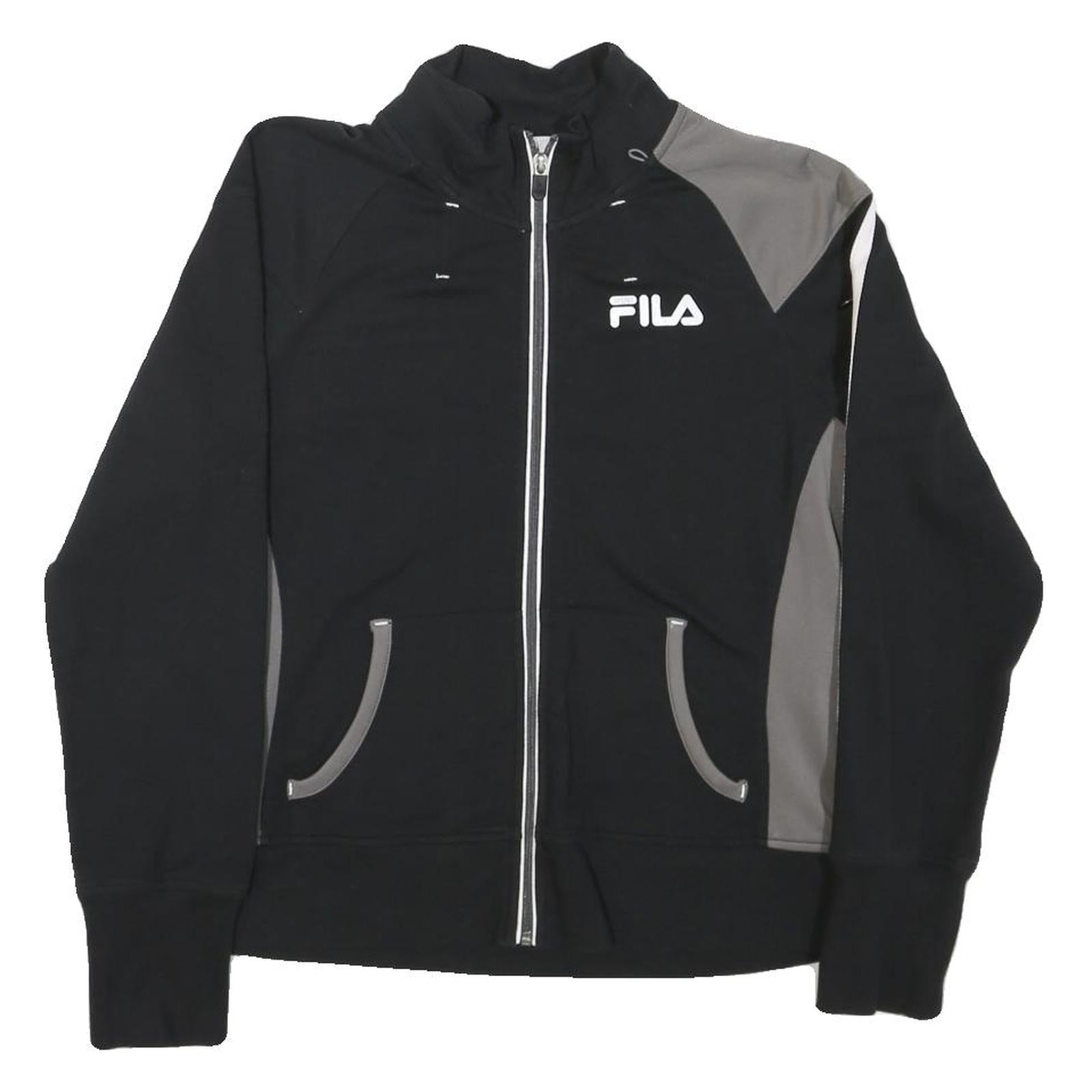 FILA Womens Black & Grey Track Jacket L Polyester Blend Zip Sportswear Refurbished - N/A refurbished available on Cerqular