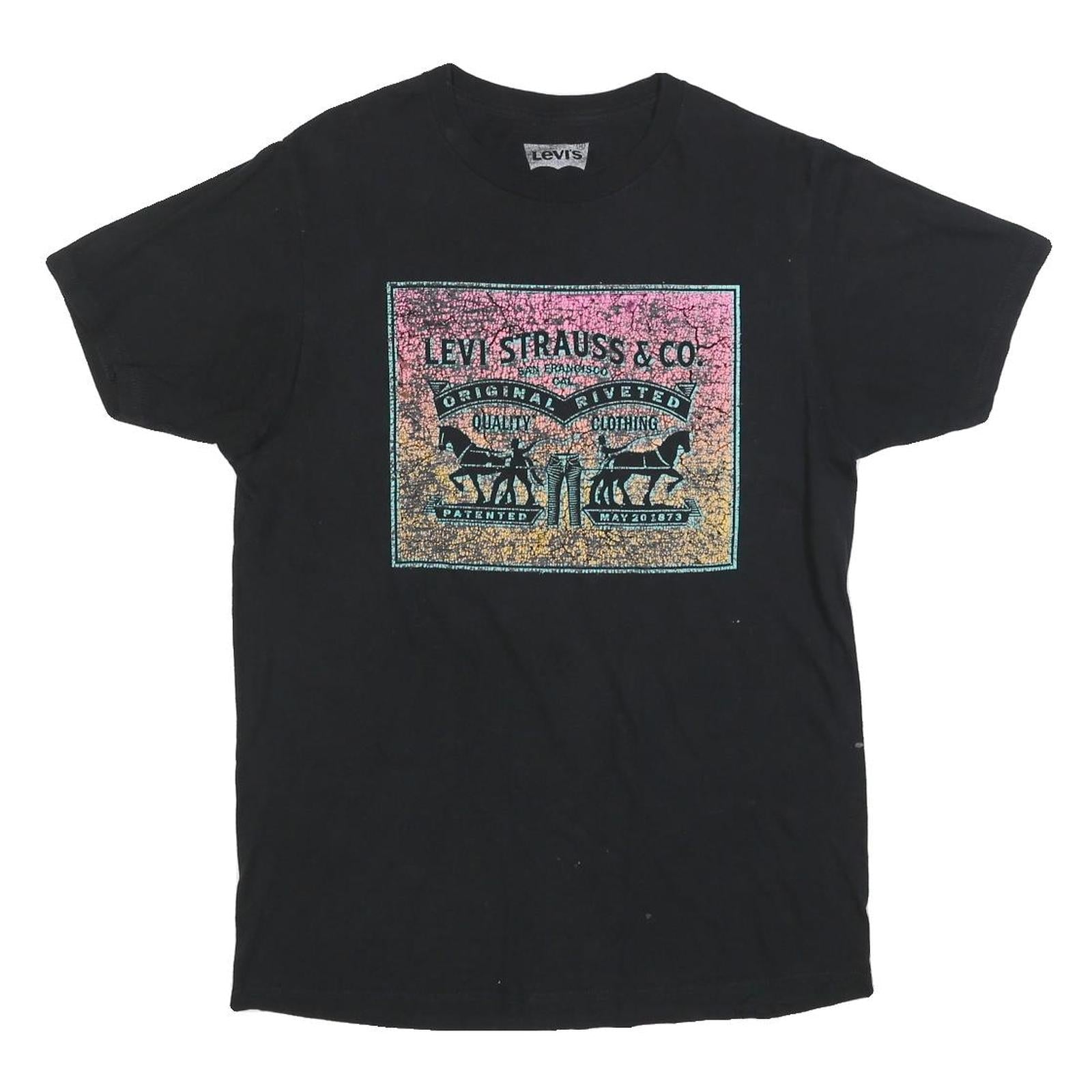 LEVI'S Mens Black Graphic T-Shirt M Short Sleeve Crew Neck Logo Print Refurbished - N/A refurbished available on Cerqular