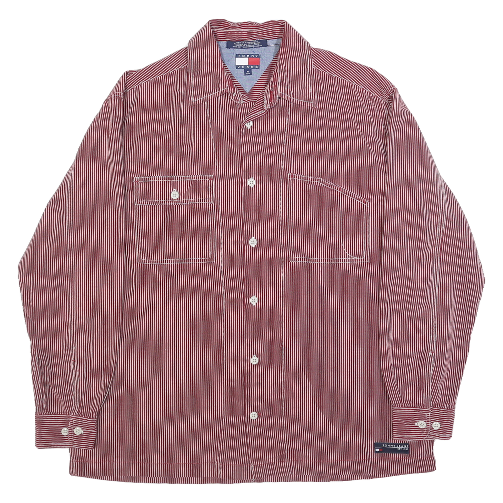 Buy TOMMY HILFIGER Mens Red & White Striped Cotton Shirt M Casual Button Down Refurbished - $25.99 TOMMY HILFIGER Mens Red & White Striped Cotton Shirt M Casual Button Down Refurbished - N/A refurbished available on Cerqular
