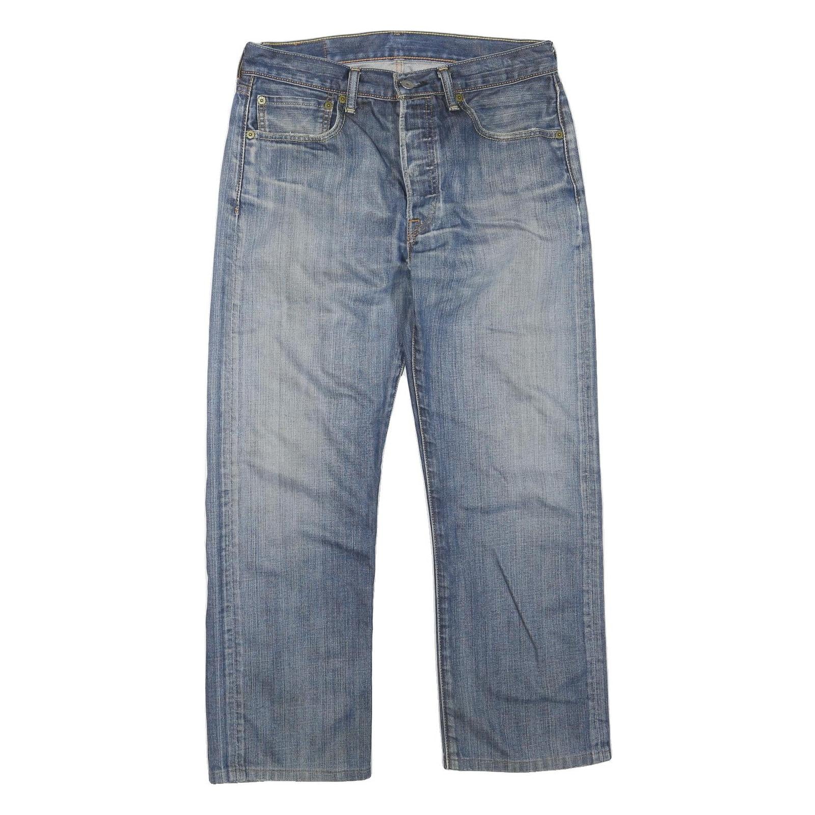 LEVI'S 501 Womens Jeans Blue Regular Straight Denim Medium W32 L25 Classic Fit Refurbished - N/A refurbished available on Cerqular