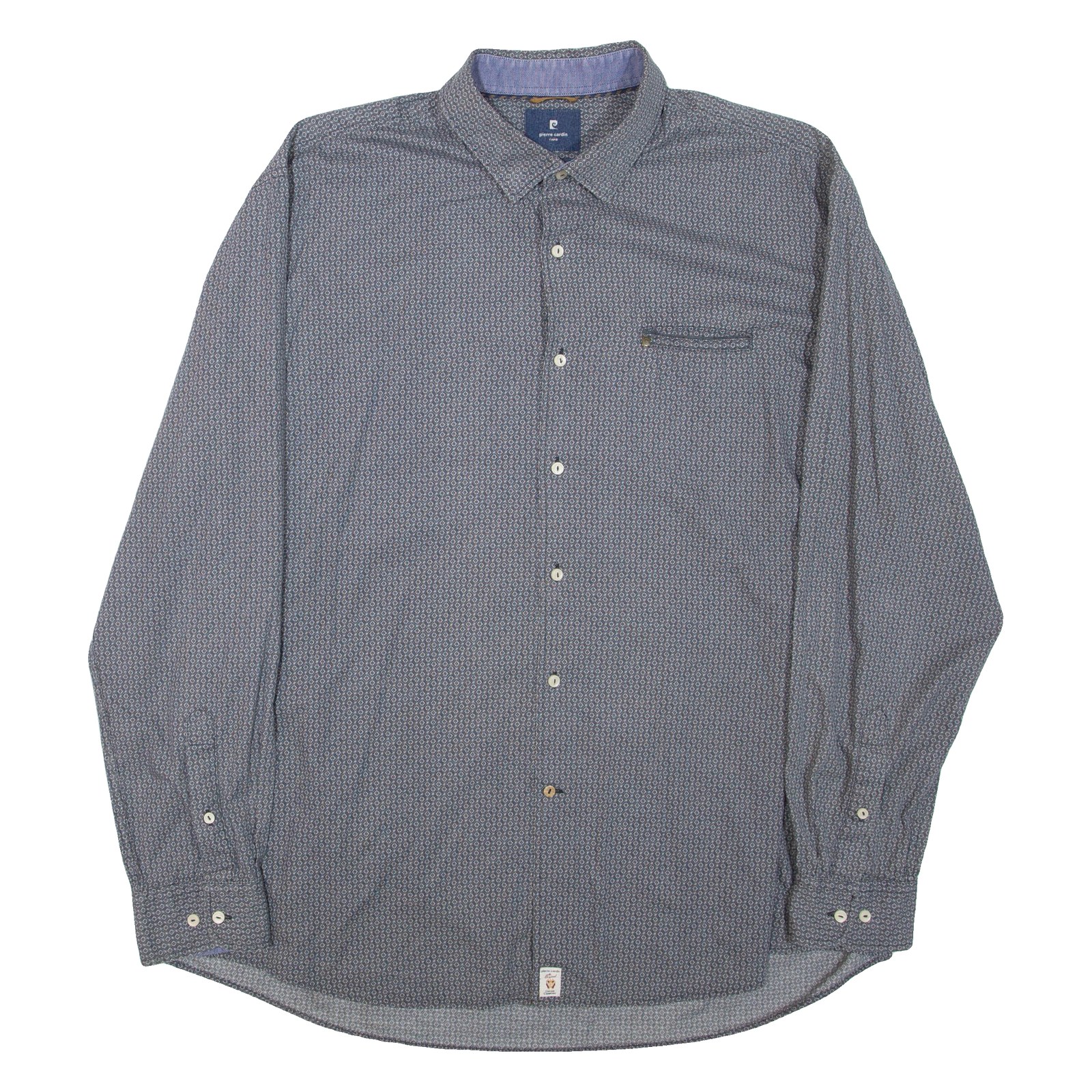 PIERRE CARDIN Mens Shirt Grey Geometric Long Sleeve 2XL Refurbished - N/A refurbished available on Cerqular
