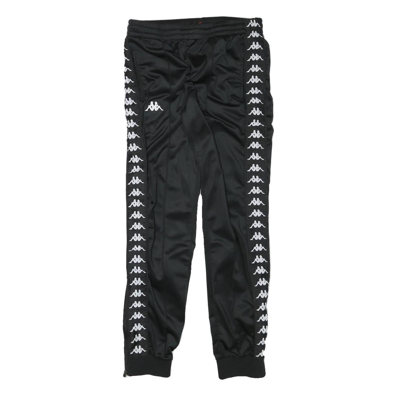 KAPPA Mens Joggers Black & White Slim Tapered S W27 L28 Logo Tape Casual Refurbished - N/A refurbished available on Cerqular