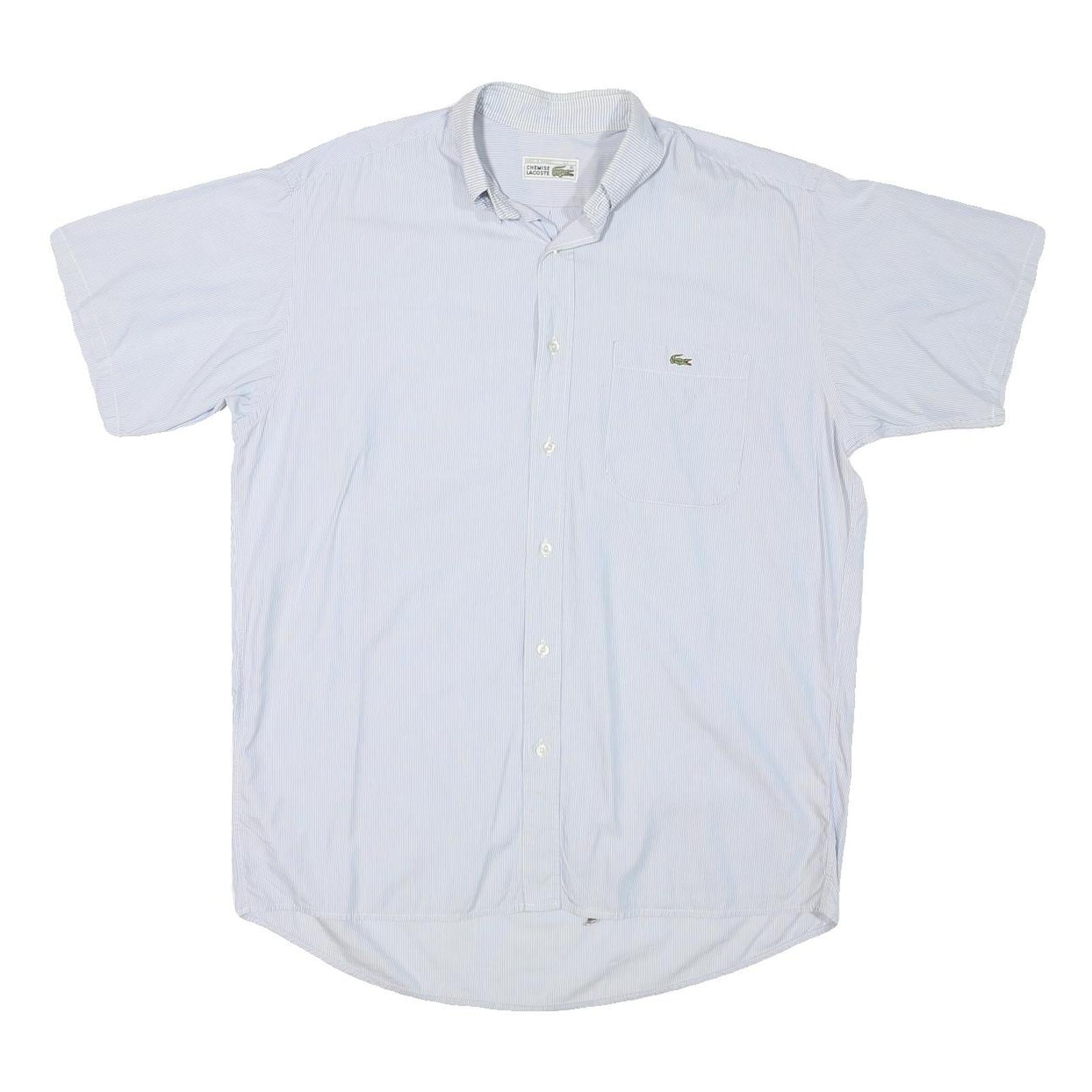 LACOSTE Mens Light Blue Shirt L Cotton Blend Casual Short Sleeve Pocket Refurbished - N/A refurbished available on Cerqular