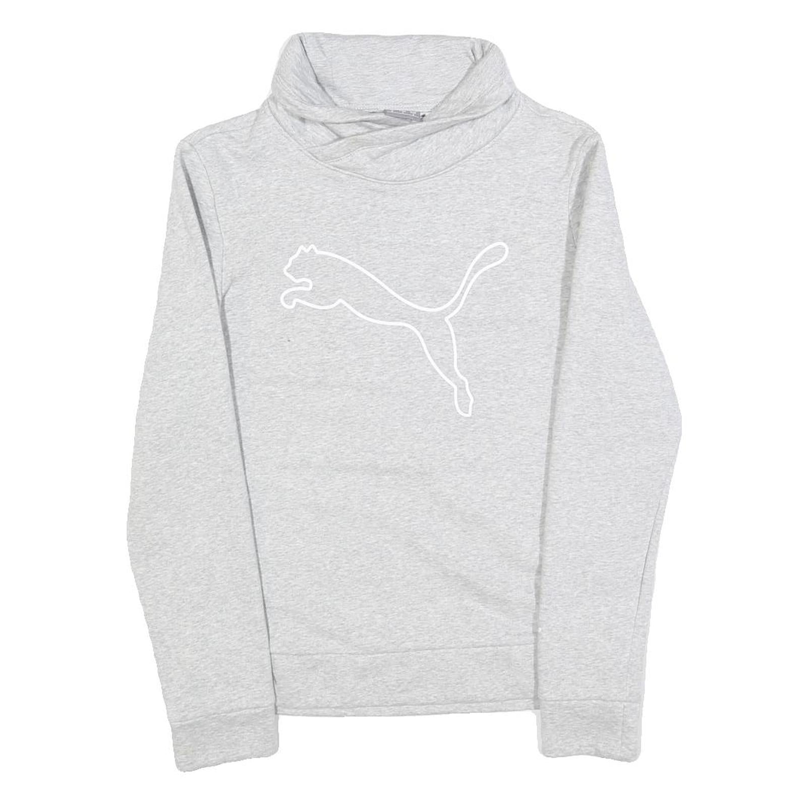 PUMA Womens Grey Cotton Blend Pullover Sweatshirt S Logo Print Soft Comfort Refurbished - N/A refurbished available on Cerqular