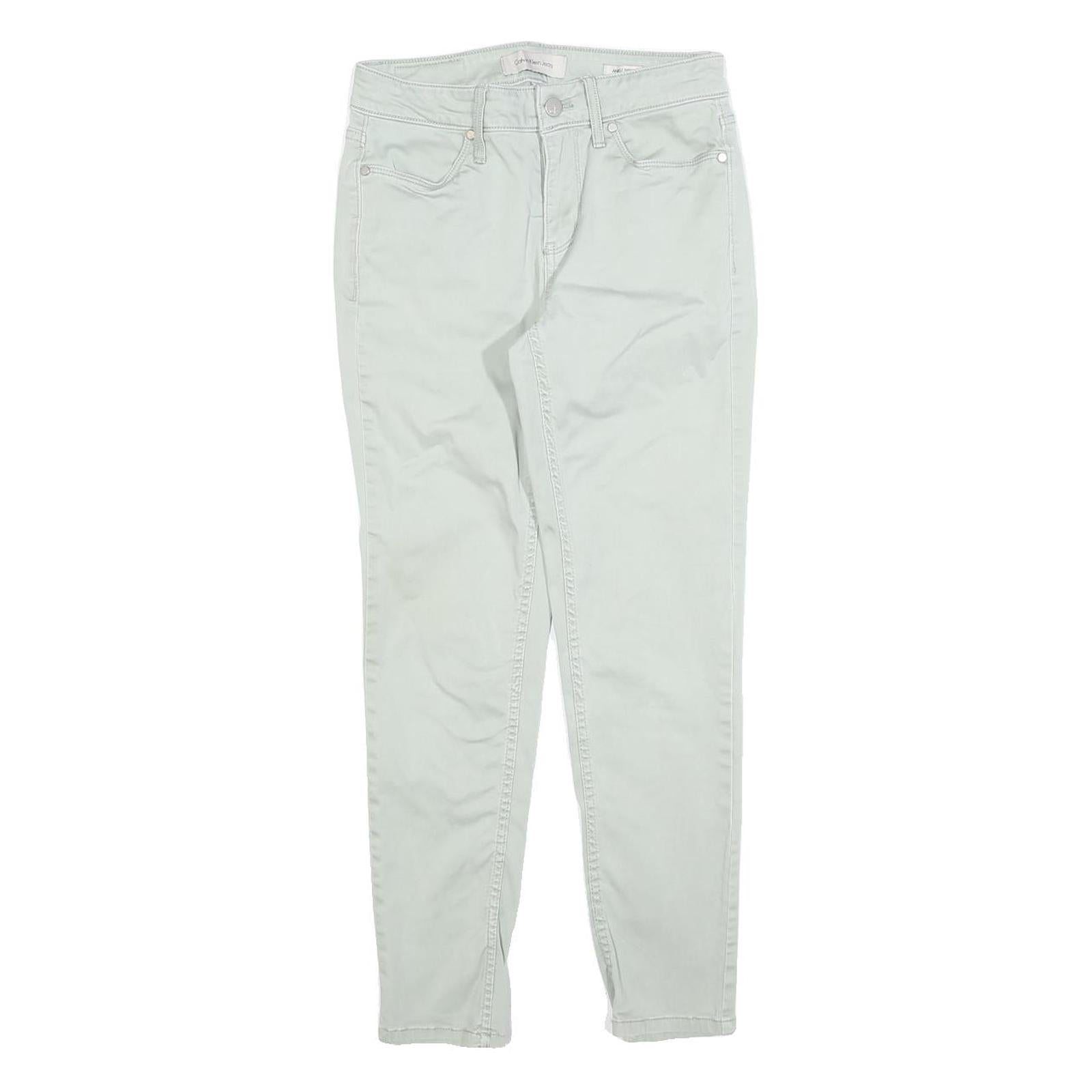 CALVIN KLEIN Womens Cotton Blend Off White Slim Skinny Trousers W26 L26 Stylish Refurbished - N/A refurbished available on Cerqular