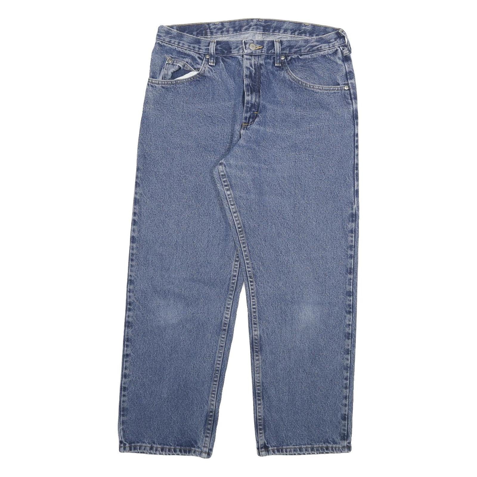 WRANGLER Mens Regular Blue Denim Jeans Cotton Blend W34 L29 Classic Zip Closure Refurbished - N/A refurbished available on Cerqular