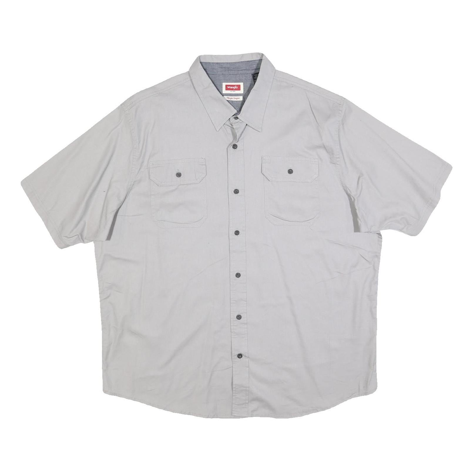 WRANGLER Mens Grey Casual Cotton Blend Shirt XL Button Short Sleeve Two Pockets Refurbished - N/A refurbished available on Cerqular