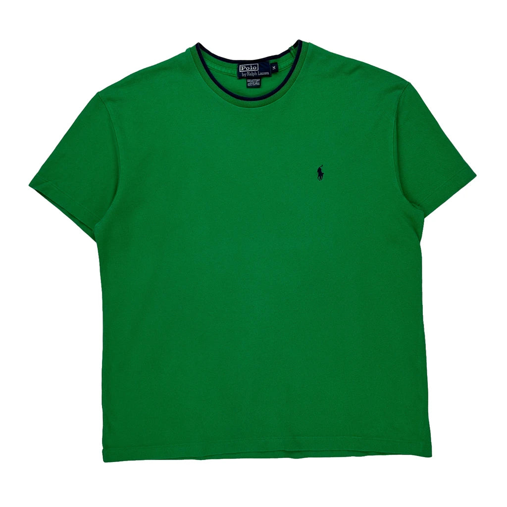 Polo By Ralph Lauren T-Shirt - Medium Green Cotton Refurbished - Thrifted (note: this is a term often used to describe second- refurbished available on Cerqular