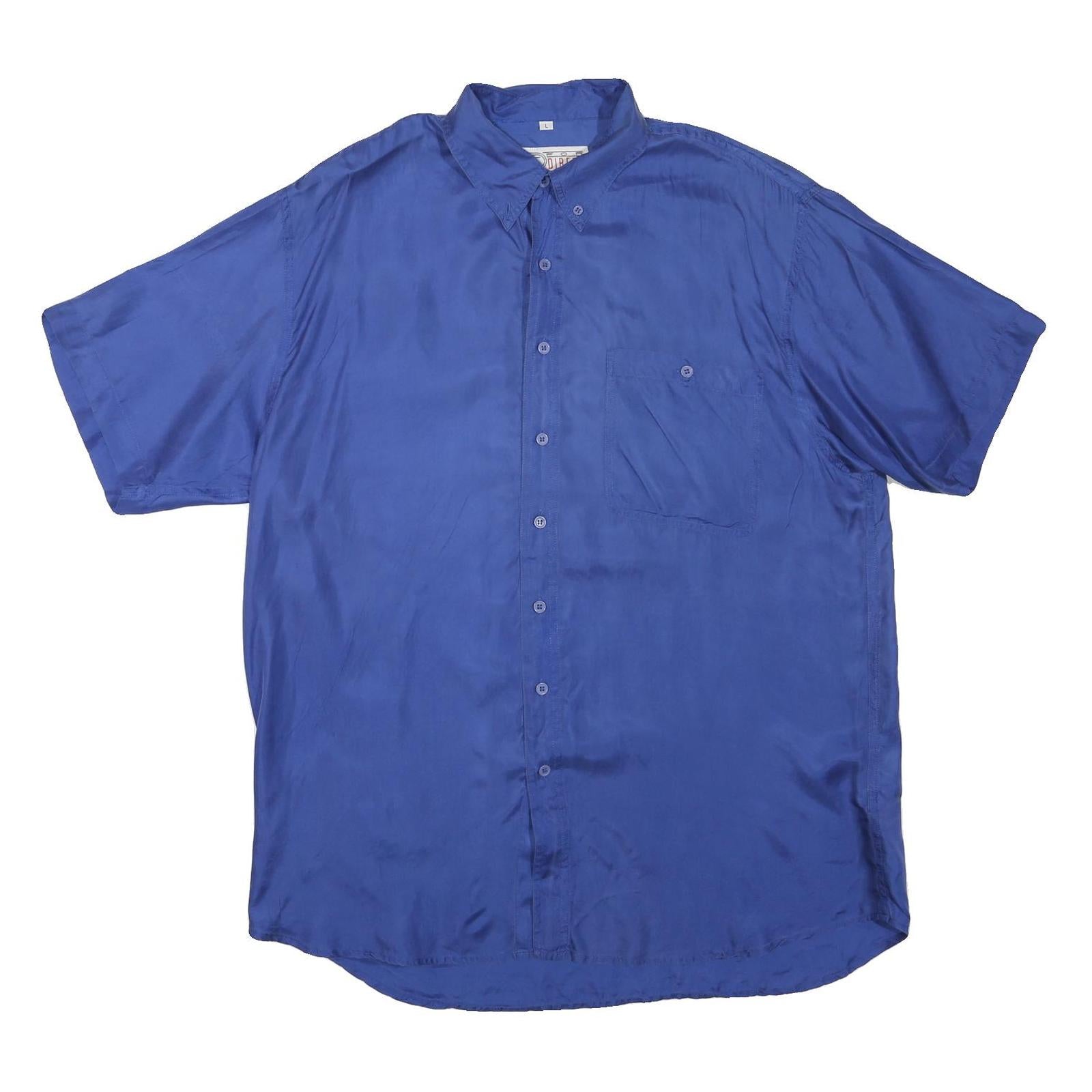 D FOR DIRECT Mens Blue Shirt L Polyester Short Sleeve Button Down Pocket Refurbished - N/A refurbished available on Cerqular