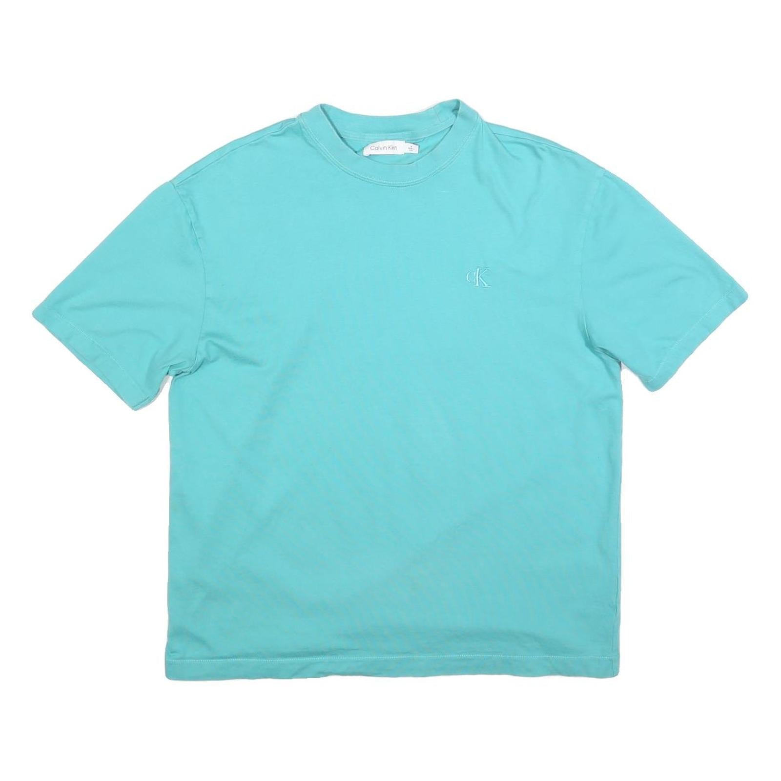 CALVIN KLEIN Mens Blue T-Shirt M Short Sleeve Crew Neck Cotton Blend Comfort Refurbished - N/A refurbished available on Cerqular