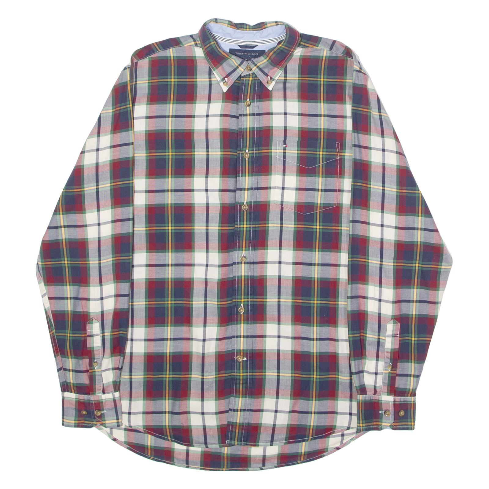 TOMMY HILFIGER Mens Shirt Blue Plaid Long Sleeve M Refurbished - N/A refurbished available on Cerqular