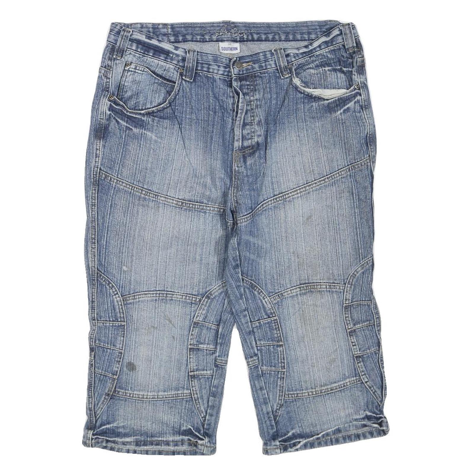 SOUTHERN Mens Denim Blue Casual Shorts L W38 Distressed Cotton Blend Refurbished - N/A refurbished available on Cerqular
